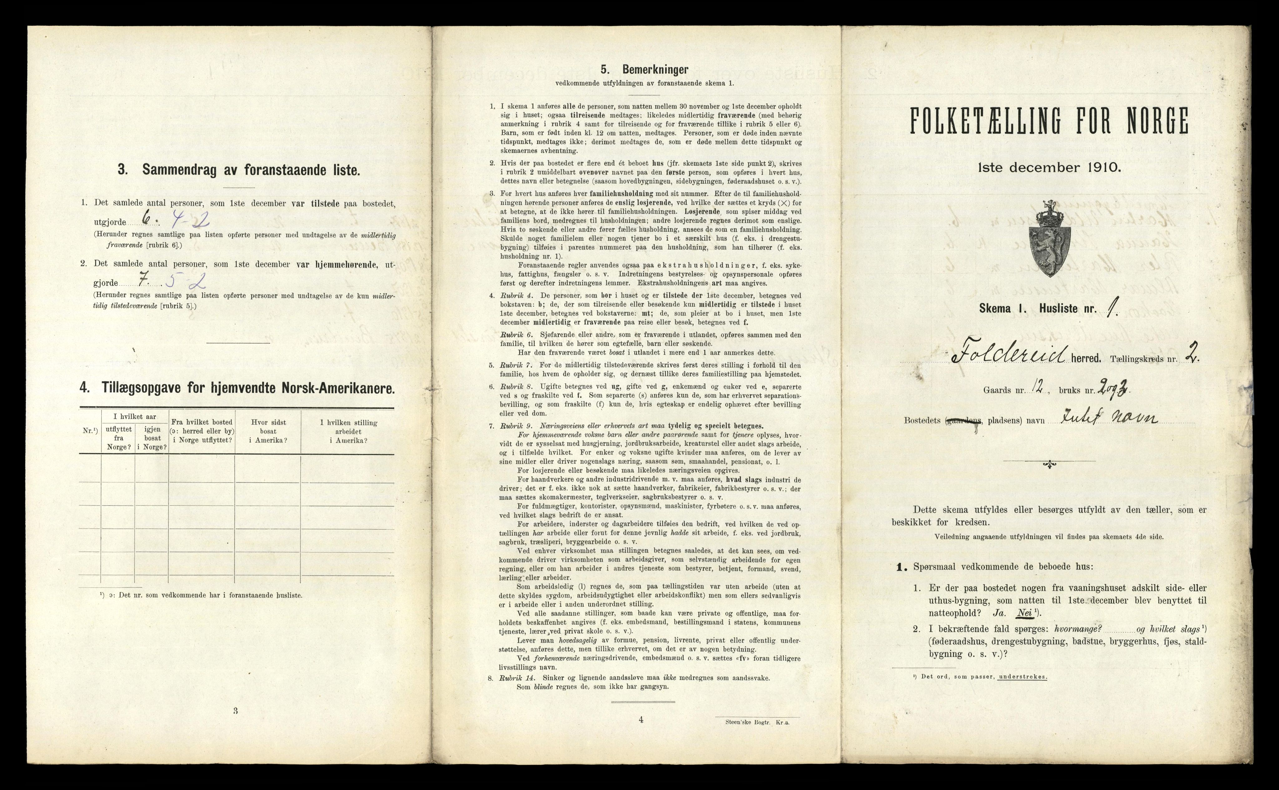 RA, 1910 census for Foldereid, 1910, p. 90
