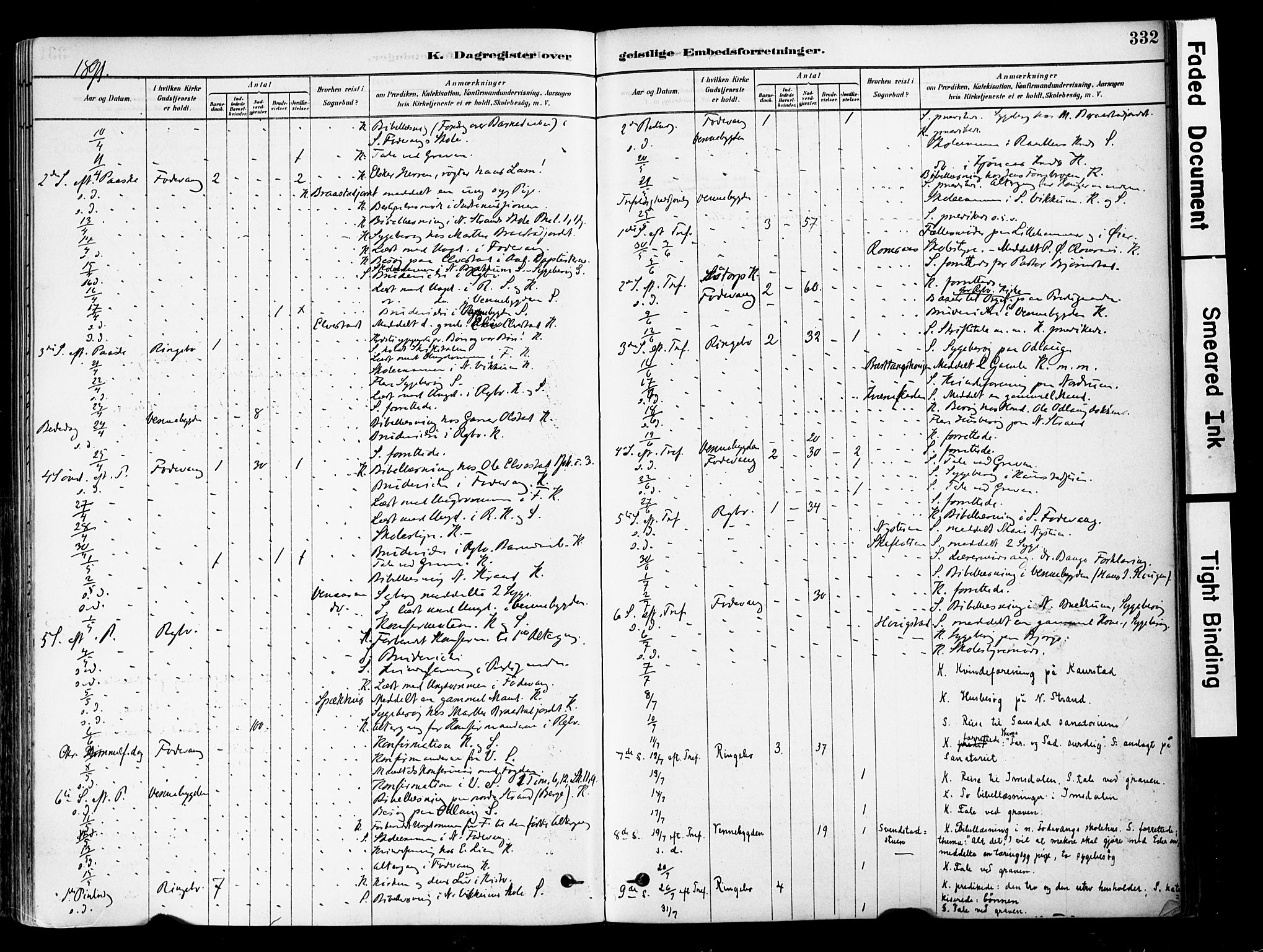 Ringebu prestekontor, AV/SAH-PREST-082/H/Ha/Haa/L0008: Parish register (official) no. 8, 1878-1898, p. 332