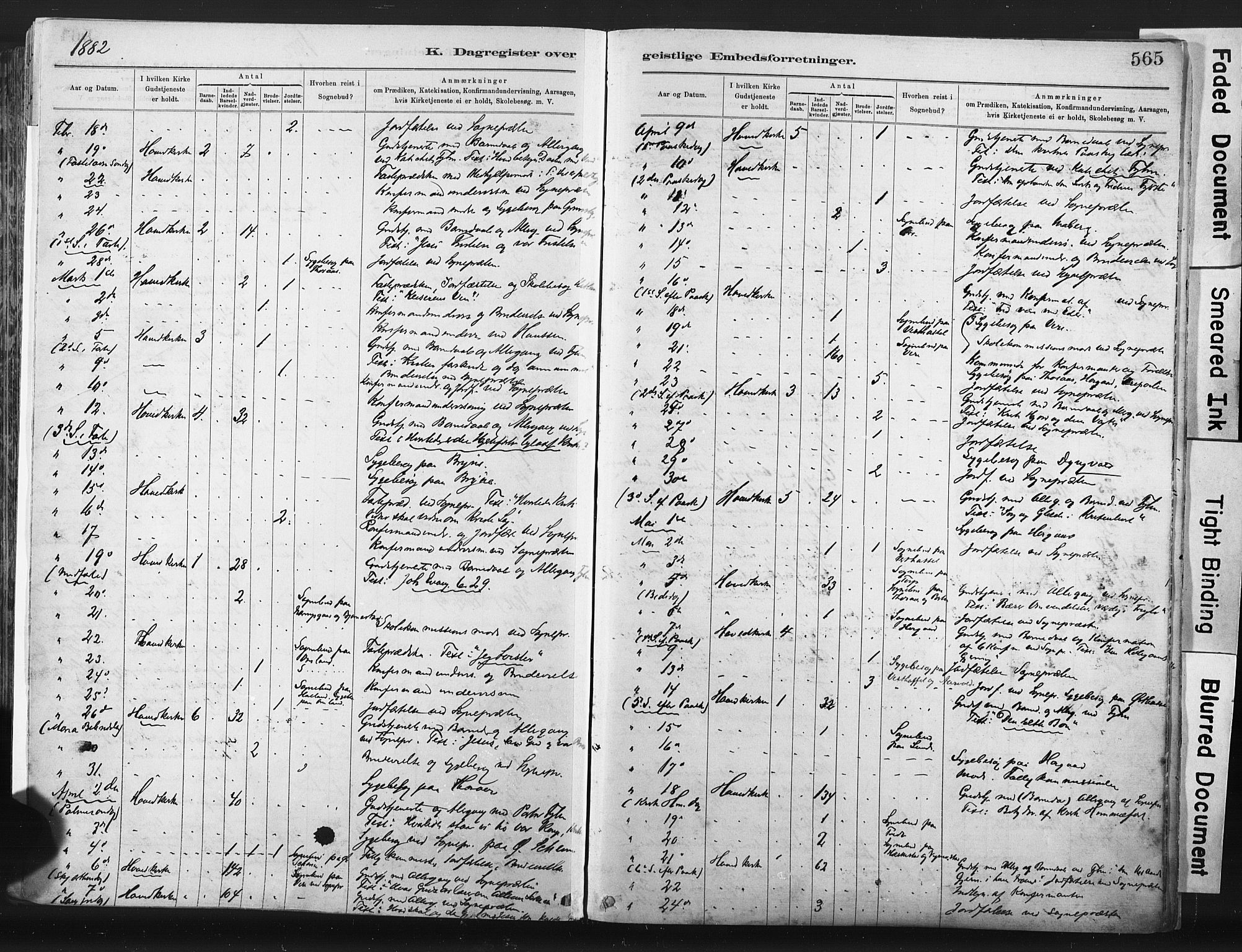 Lista sokneprestkontor, AV/SAK-1111-0027/F/Fa/L0012: Parish register (official) no. A 12, 1879-1903, p. 565