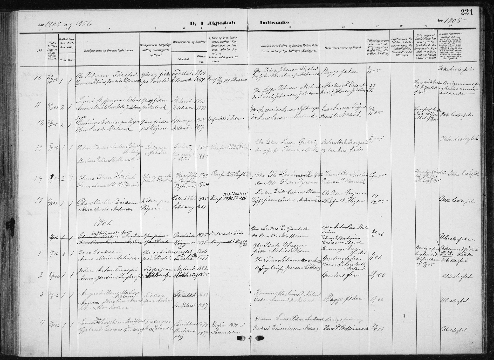 Ministerialprotokoller, klokkerbøker og fødselsregistre - Møre og Romsdal, AV/SAT-A-1454/567/L0784: Parish register (copy) no. 567C04, 1903-1938, p. 221