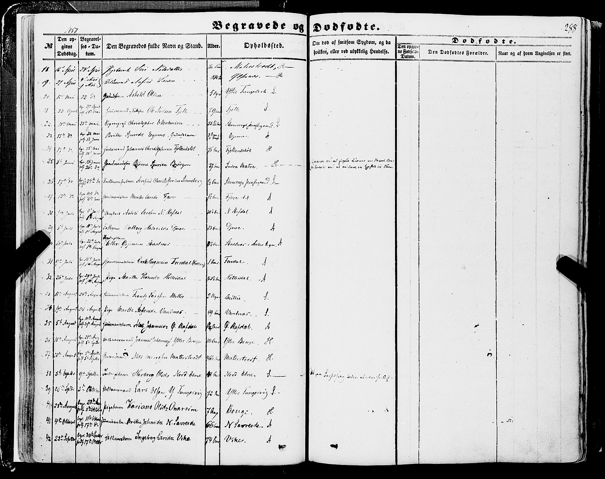 Skånevik sokneprestembete, SAB/A-77801/H/Haa: Parish register (official) no. A 5II, 1848-1869, p. 288