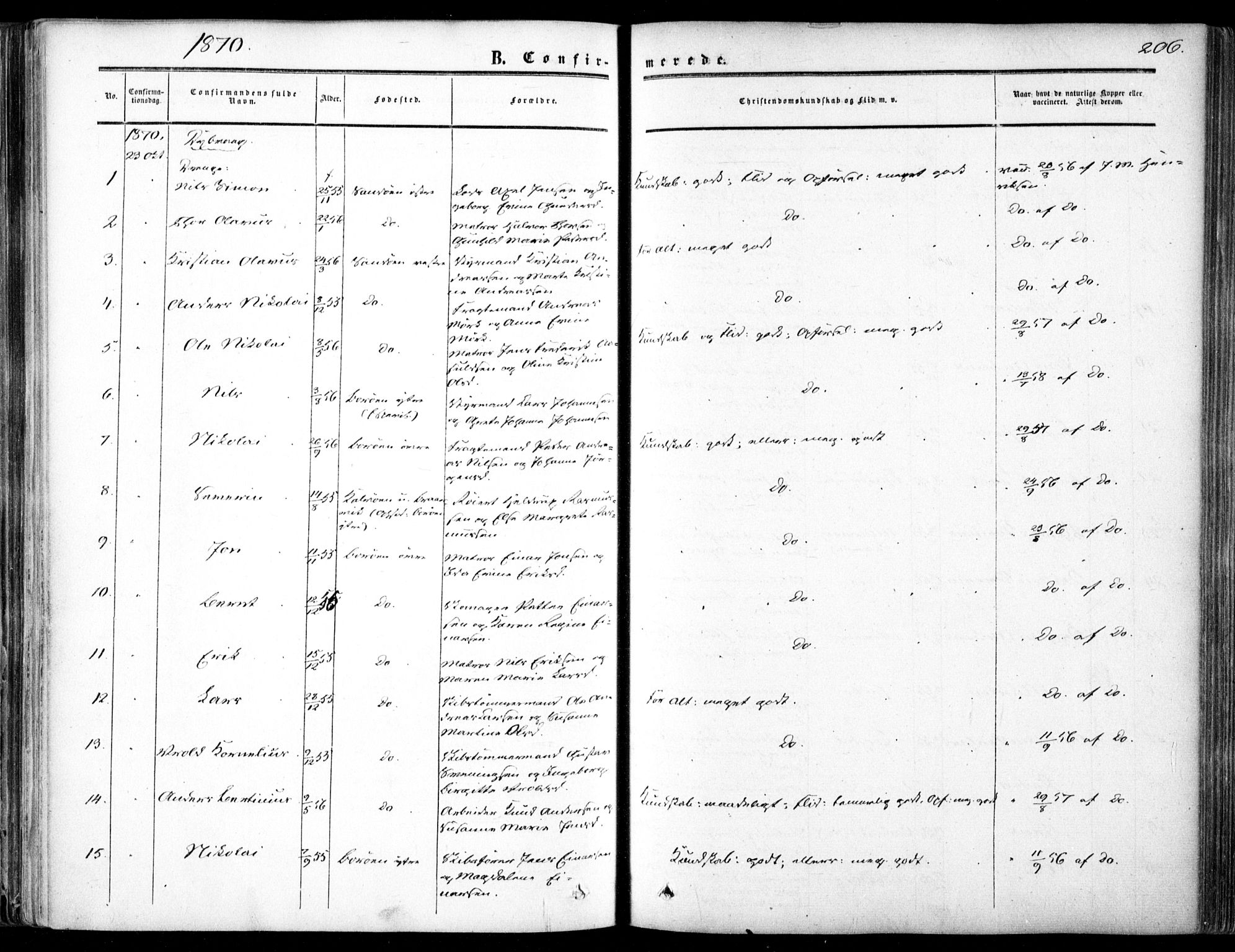 Dypvåg sokneprestkontor, AV/SAK-1111-0007/F/Fa/Faa/L0006: Parish register (official) no. A 6, 1855-1872, p. 206