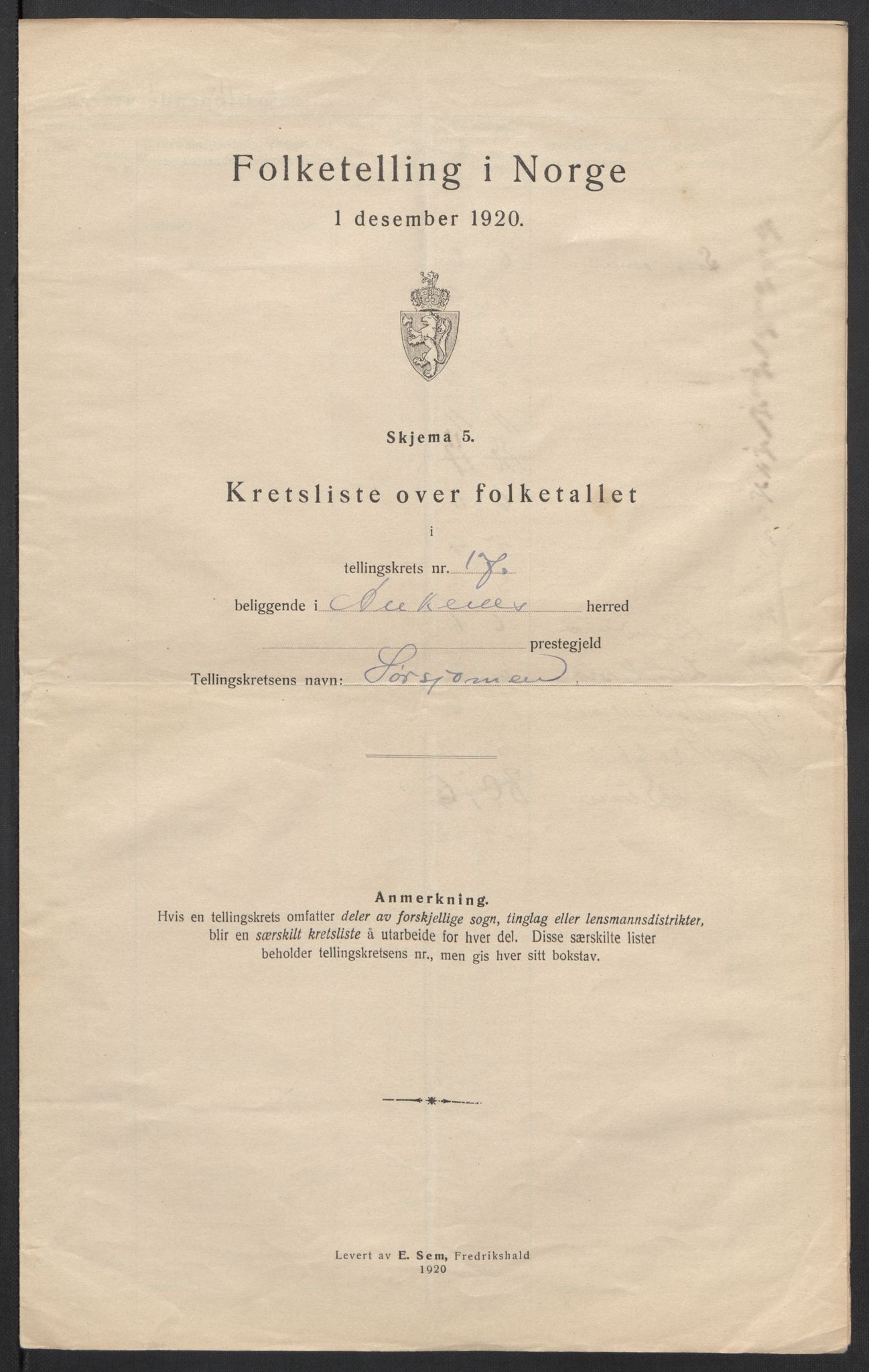 SAT, 1920 census for Ankenes, 1920, p. 67