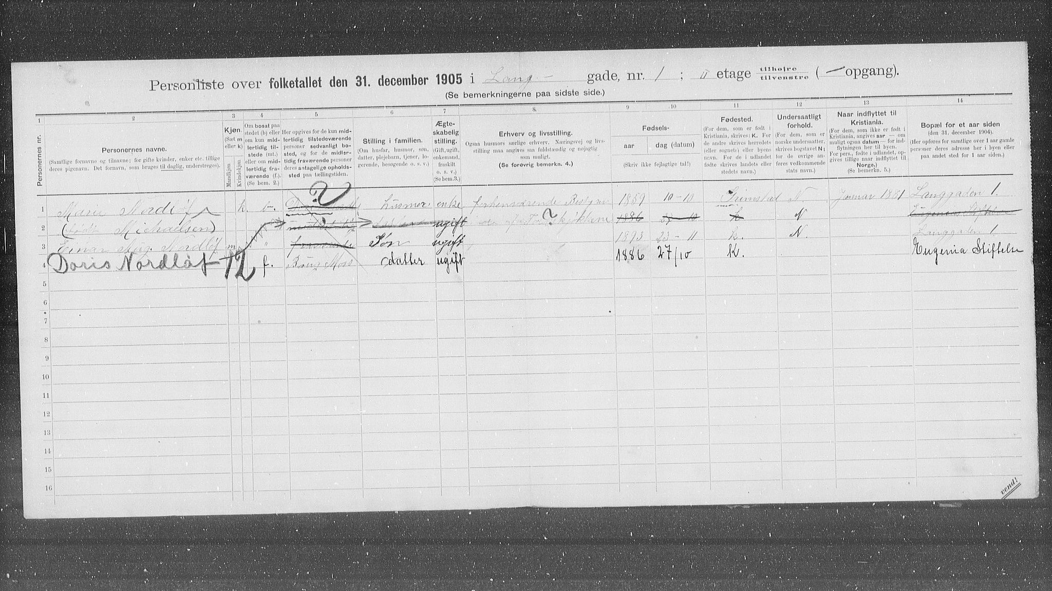 OBA, Municipal Census 1905 for Kristiania, 1905, p. 29606