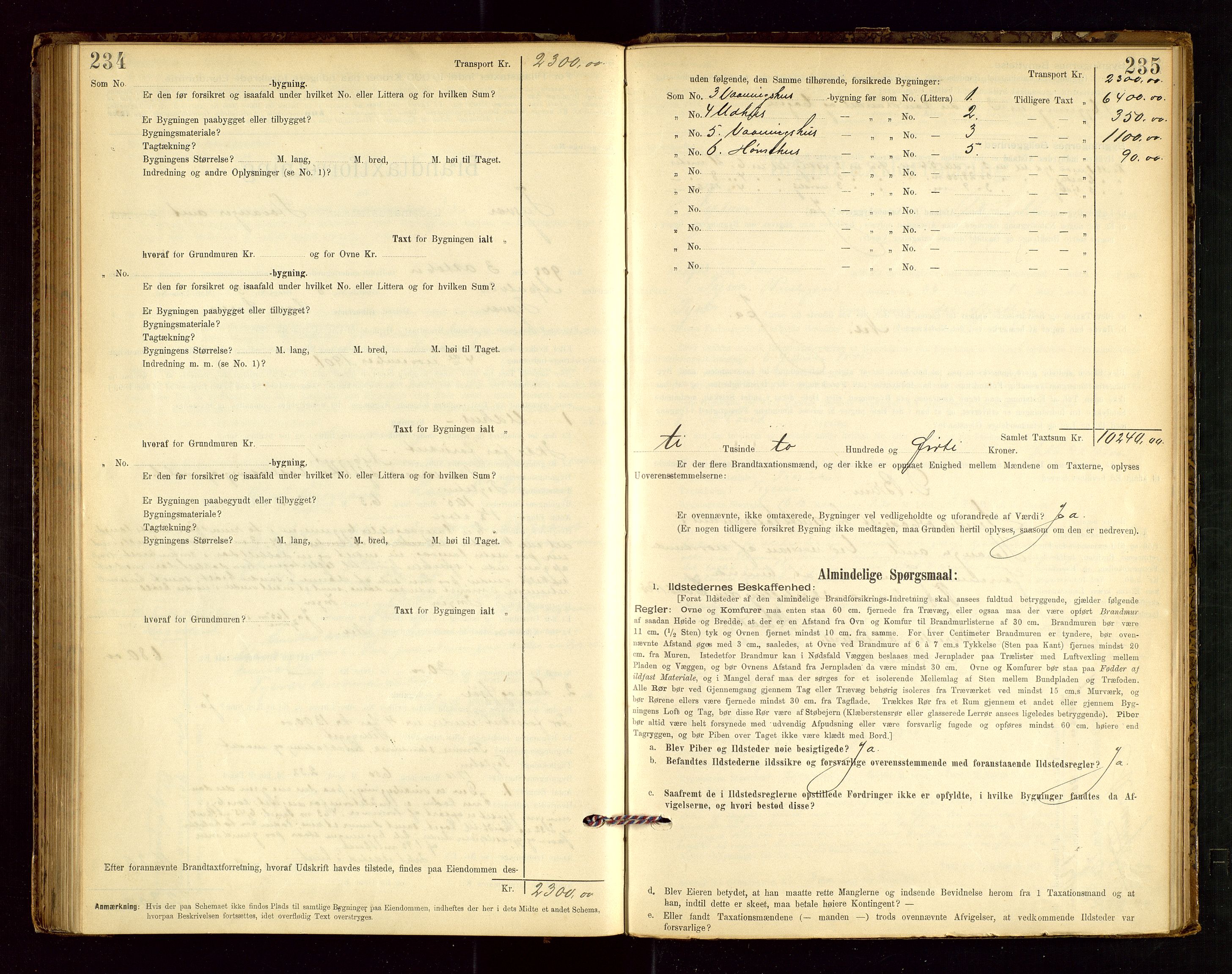 Tysvær lensmannskontor, AV/SAST-A-100192/Gob/L0001: "Brandtaxationsprotokol for Tysvær Lensmandsdistrikt Ryfylke Fogderi", 1894-1916, p. 234-235