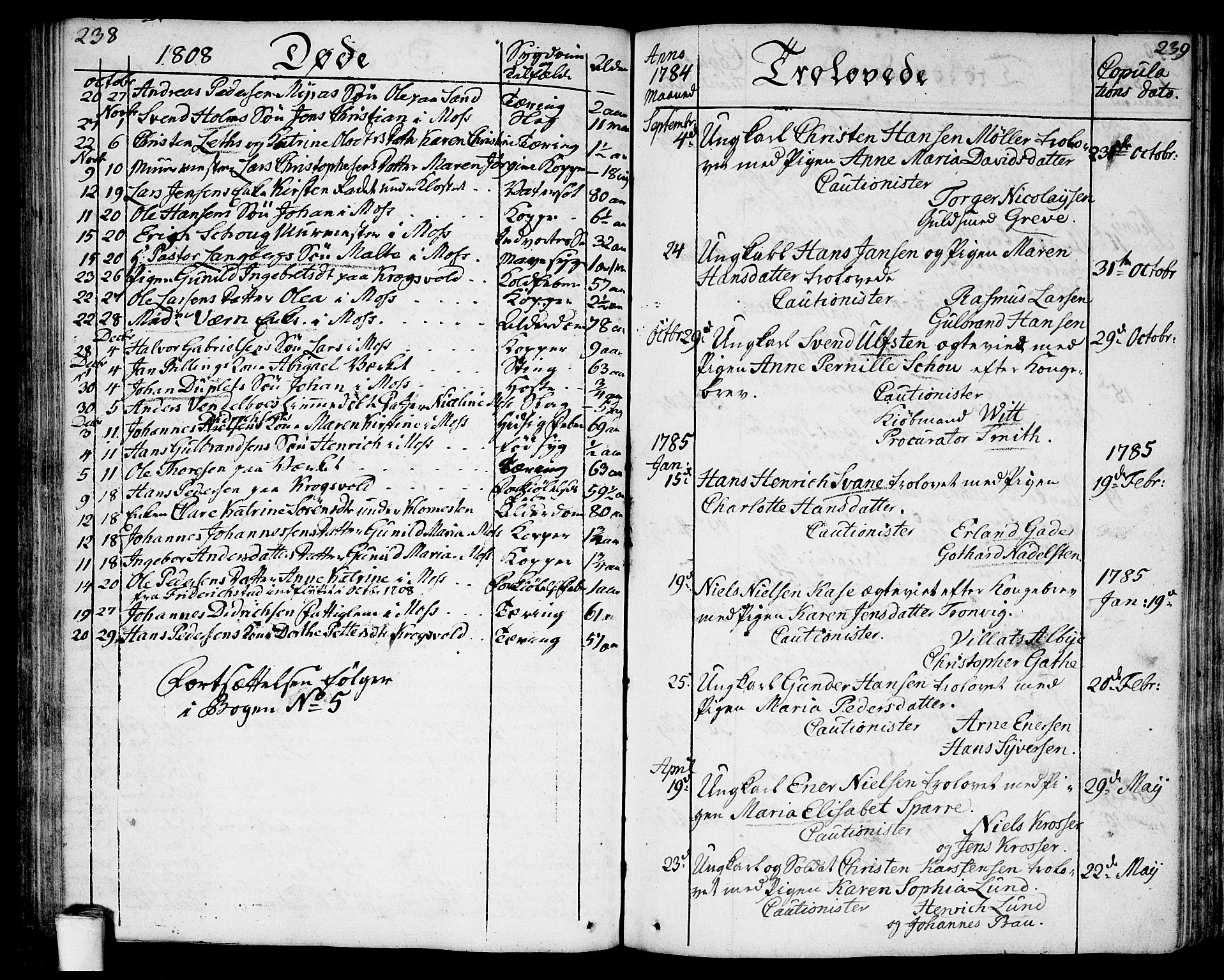 Moss prestekontor Kirkebøker, AV/SAO-A-2003/F/Fa/L0004: Parish register (official) no. I 4, 1784-1808, p. 238-239