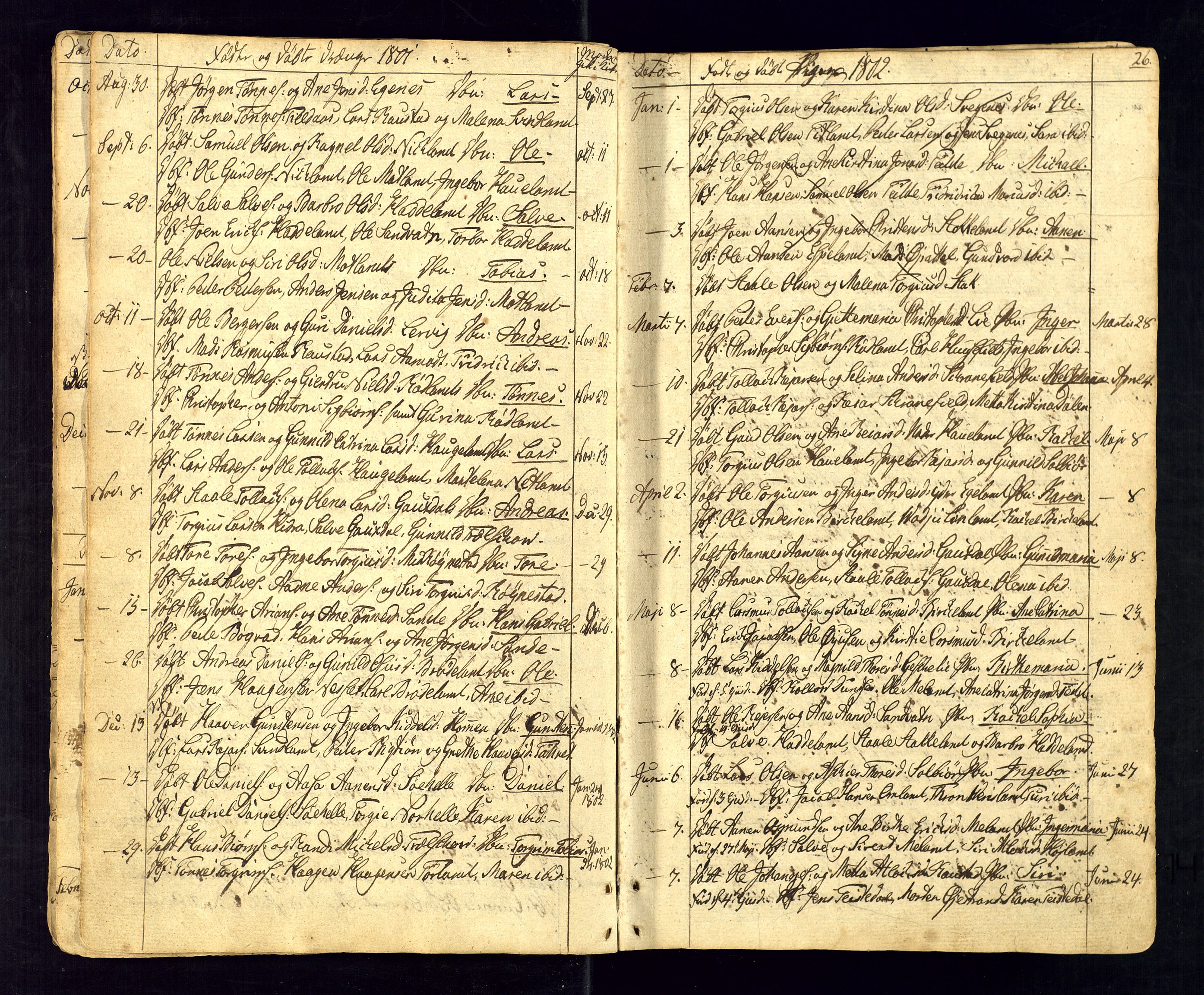 Kvinesdal sokneprestkontor, SAK/1111-0026/F/Fa/Fab/L0002: Parish register (official) no. A 2, 1789-1815, p. 26