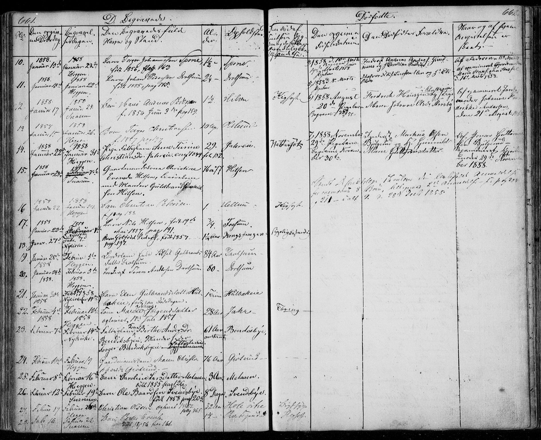 Modum kirkebøker, AV/SAKO-A-234/F/Fa/L0008: Parish register (official) no. 8, 1851-1859, p. 661-662