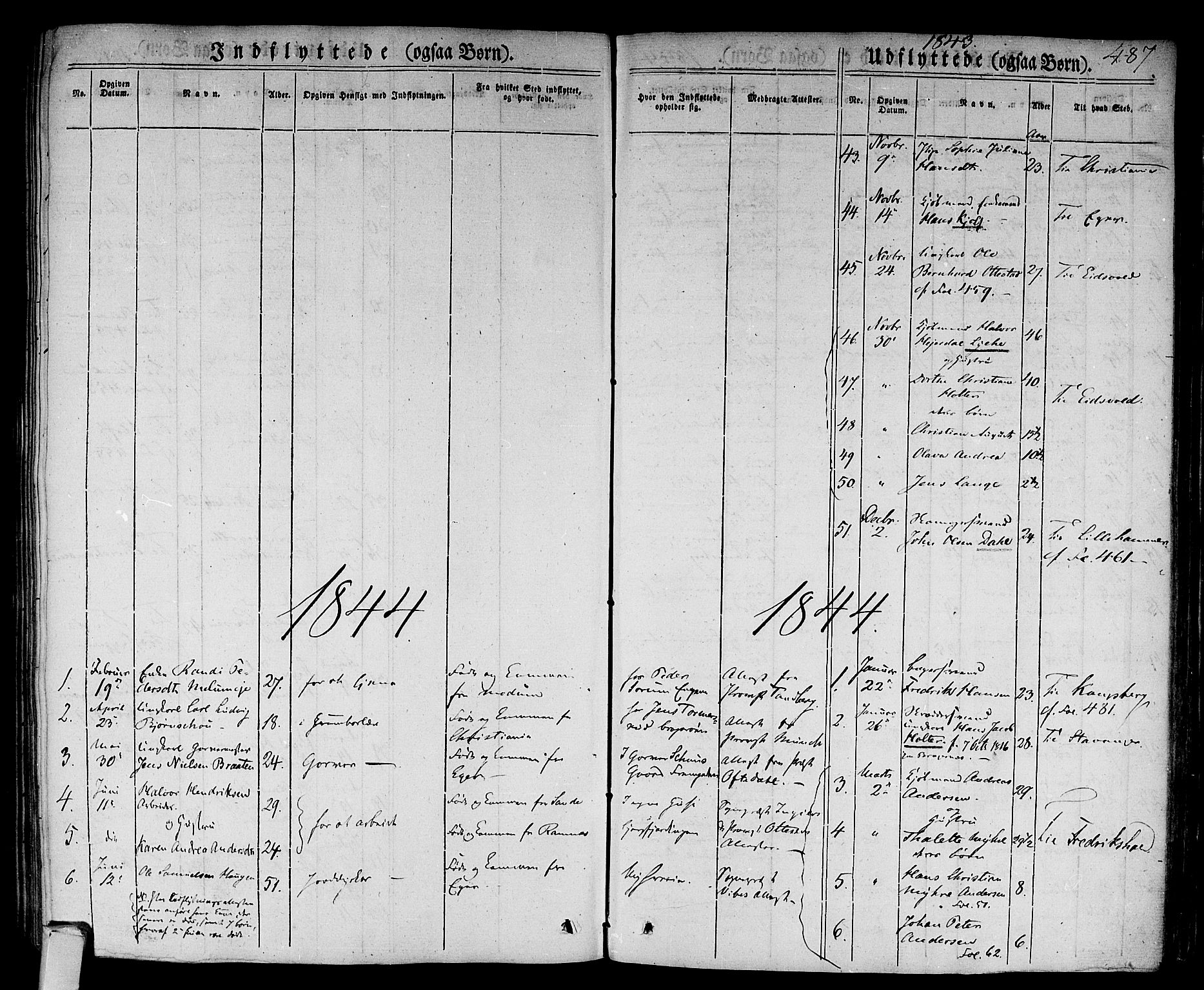 Bragernes kirkebøker, SAKO/A-6/F/Fb/L0001: Parish register (official) no. II 1, 1830-1847, p. 487