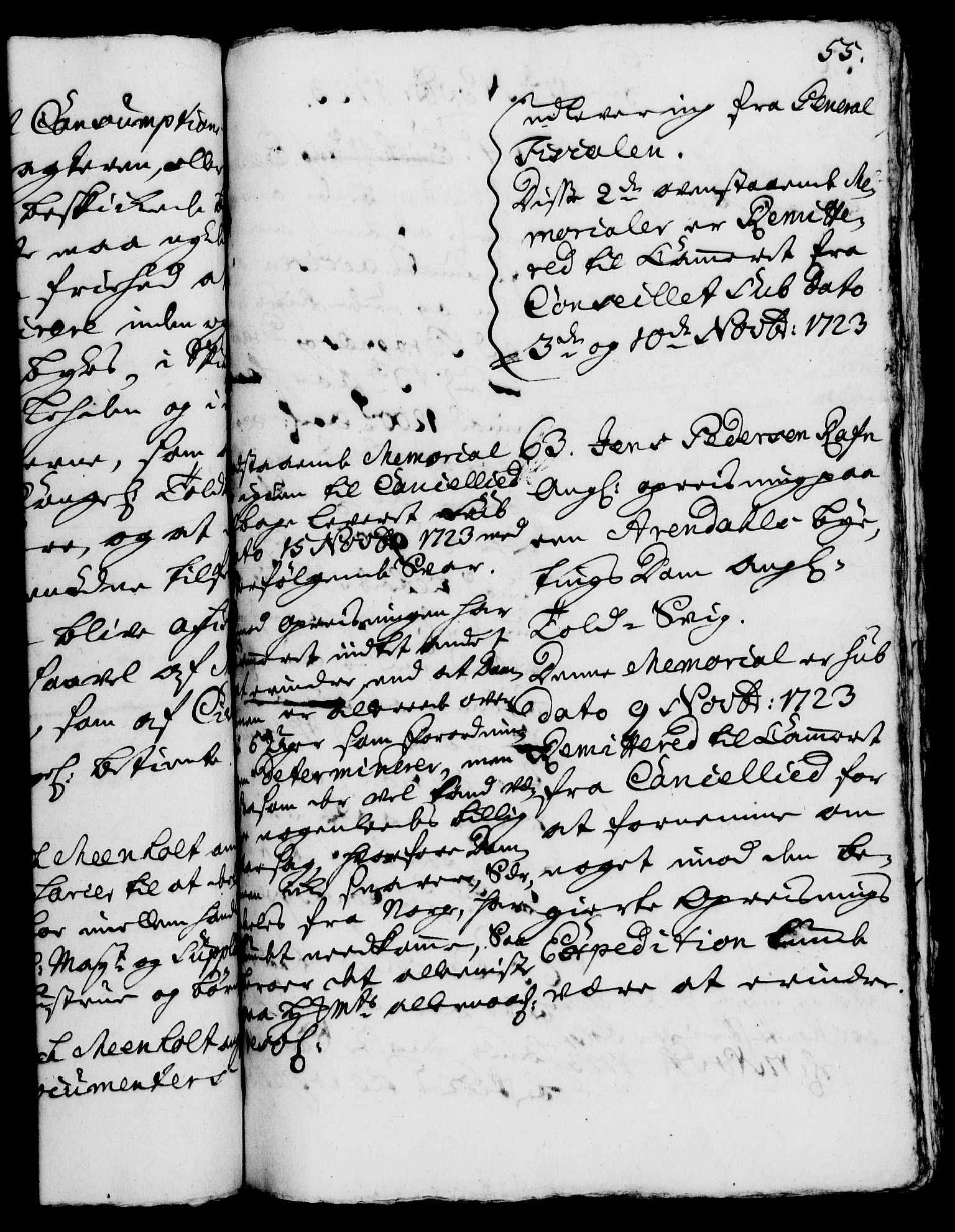 Rentekammeret, Kammerkanselliet, RA/EA-3111/G/Gh/Gha/L0006: Norsk ekstraktmemorialprotokoll (merket RK 53.51), 1723-1724, p. 55