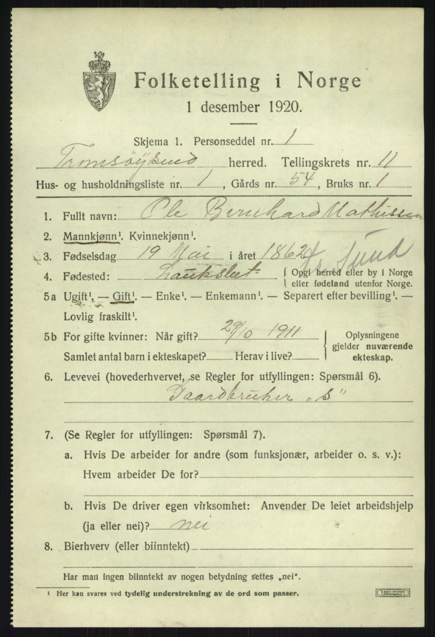 SATØ, 1920 census for Tromsøysund, 1920, p. 7242