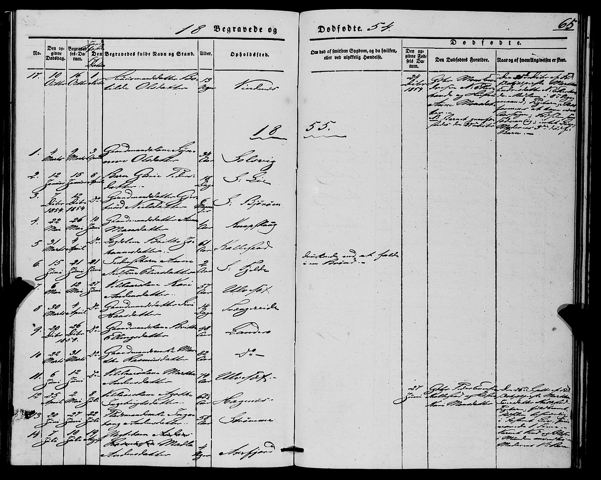 Fjell sokneprestembete, SAB/A-75301/H/Haa: Parish register (official) no. A 7, 1847-1877, p. 65