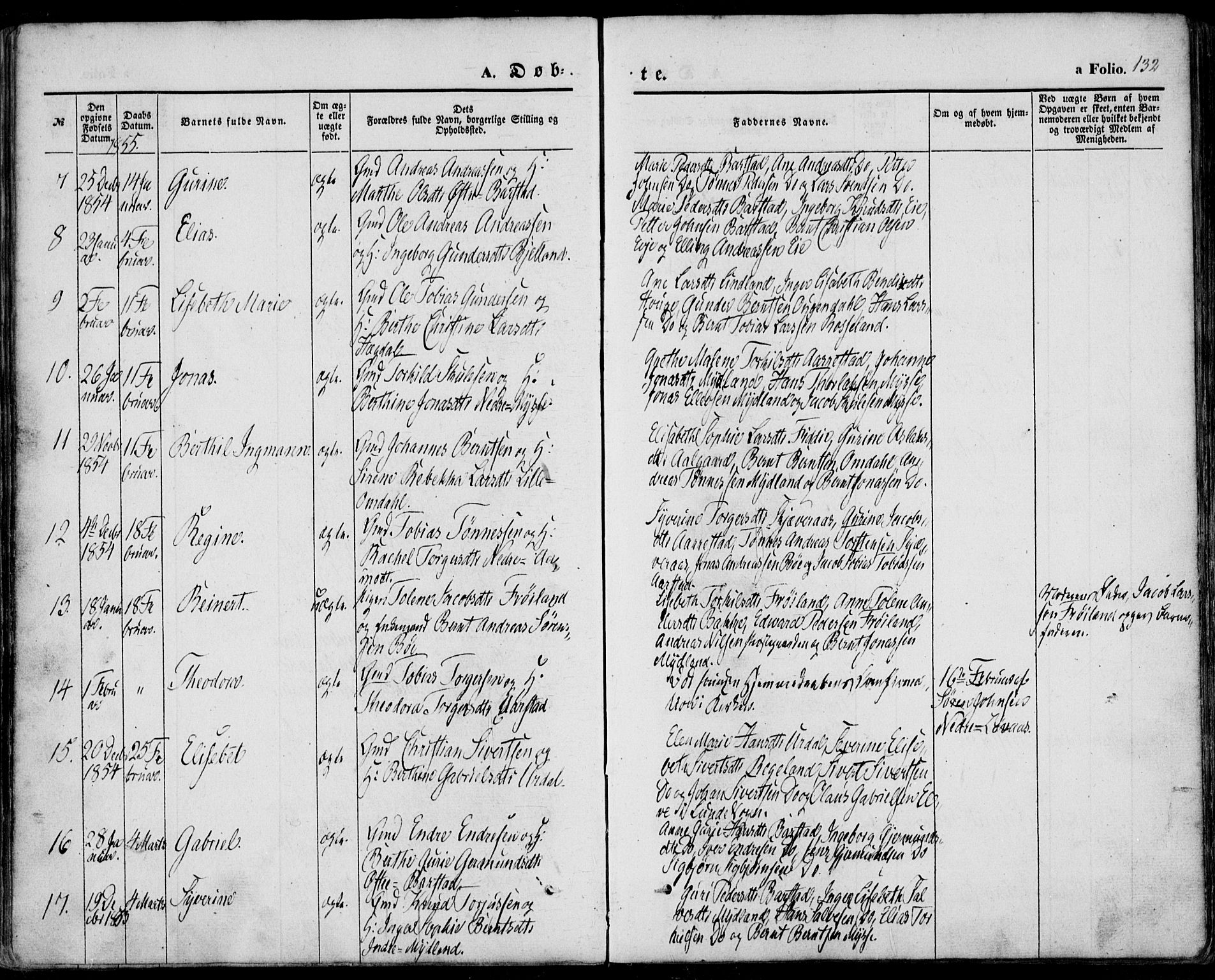 Sokndal sokneprestkontor, SAST/A-101808: Parish register (official) no. A 8.1, 1842-1857, p. 132