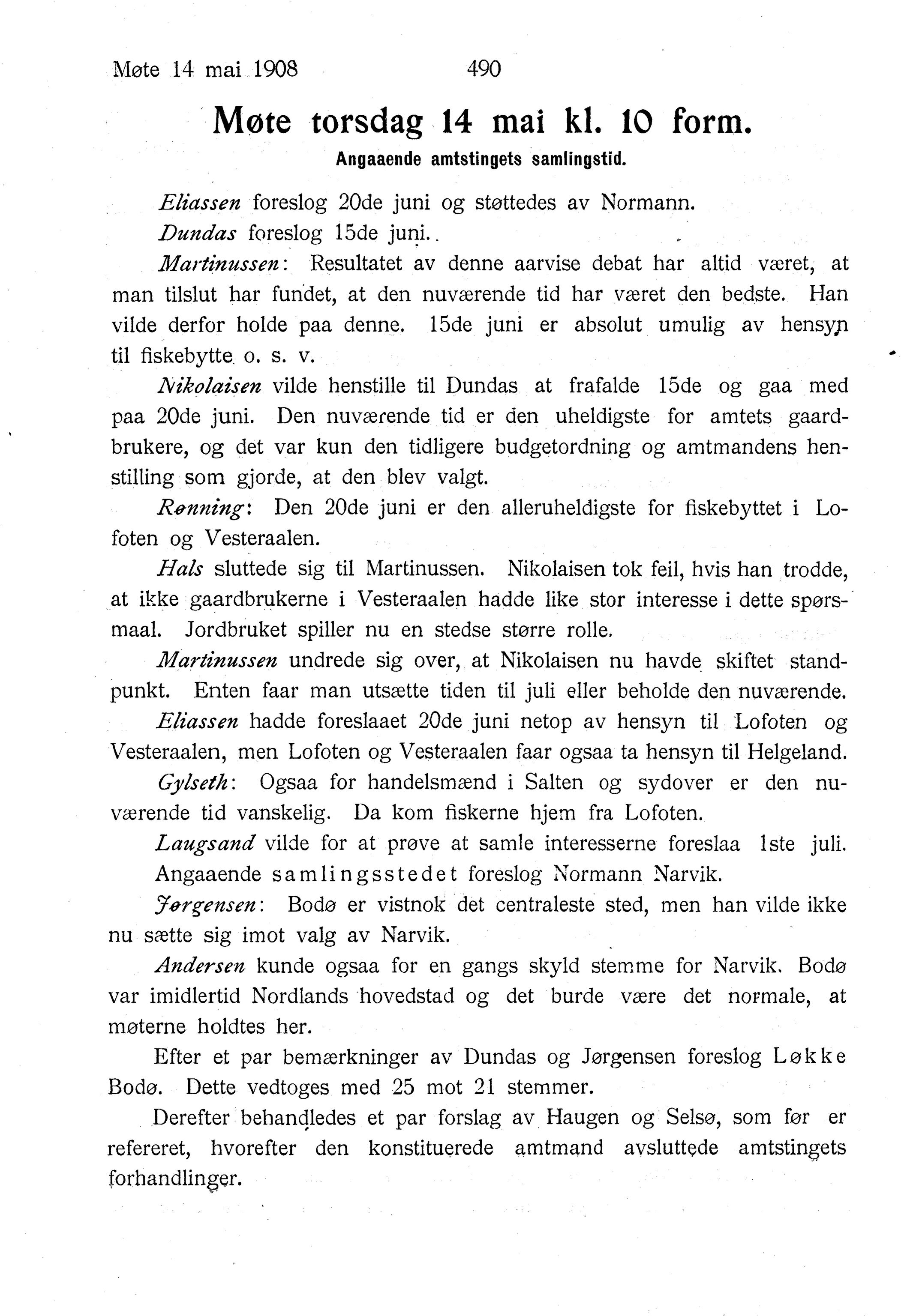 Nordland Fylkeskommune. Fylkestinget, AIN/NFK-17/176/A/Ac/L0031: Fylkestingsforhandlinger 1908, 1908, p. 490