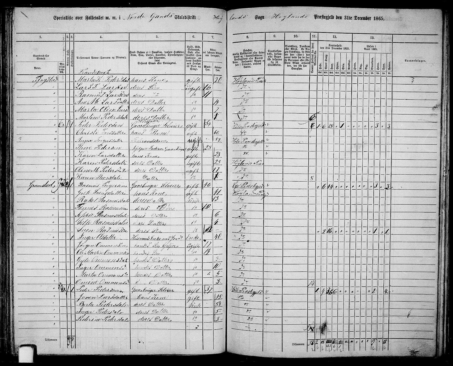 RA, 1865 census for Høyland, 1865, p. 94