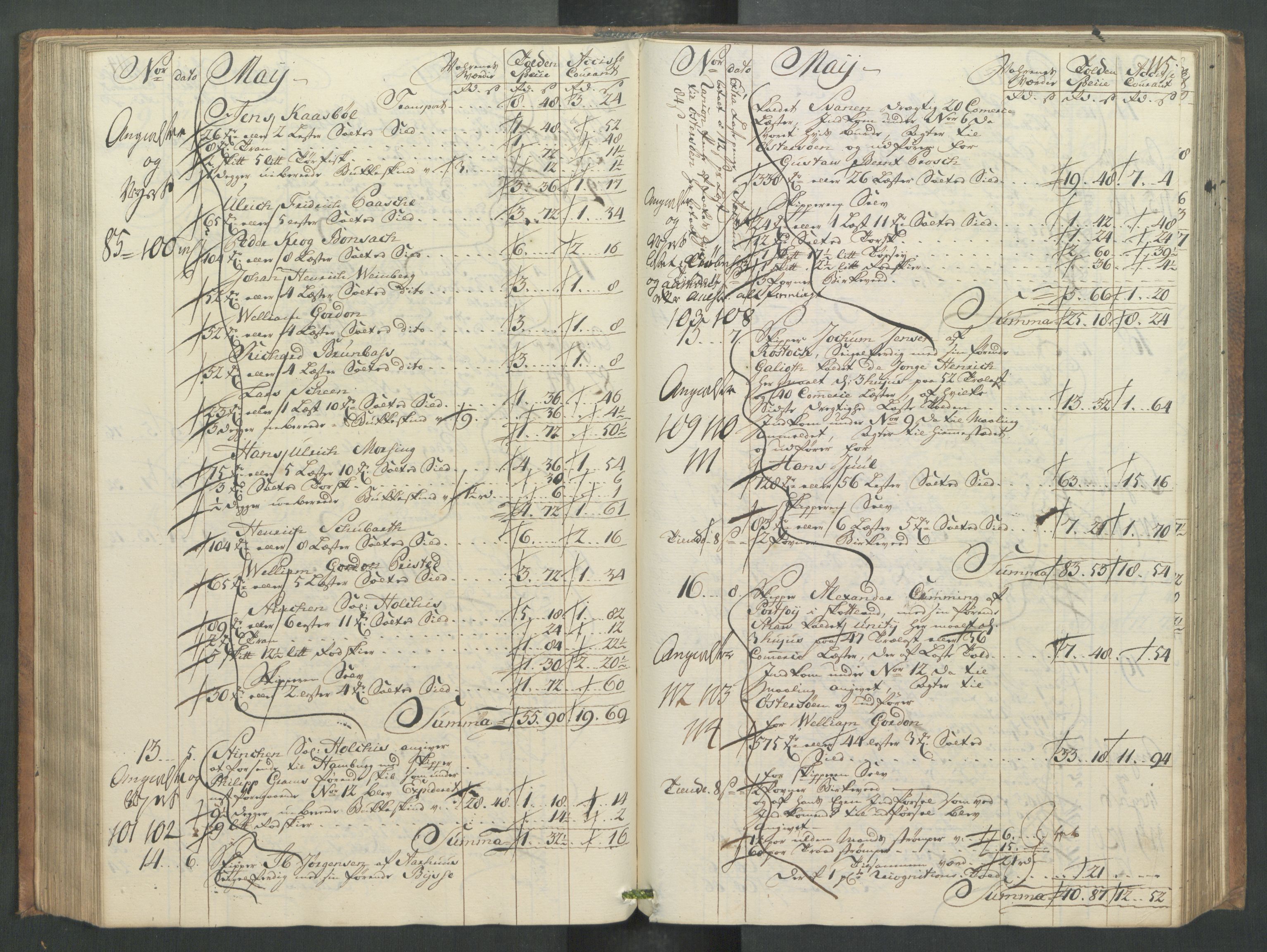 Generaltollkammeret, tollregnskaper, AV/RA-EA-5490/R32/L0013/0001: Tollregnskaper Kristiansund / Hovedtollbok, 1756, p. 114b-115a