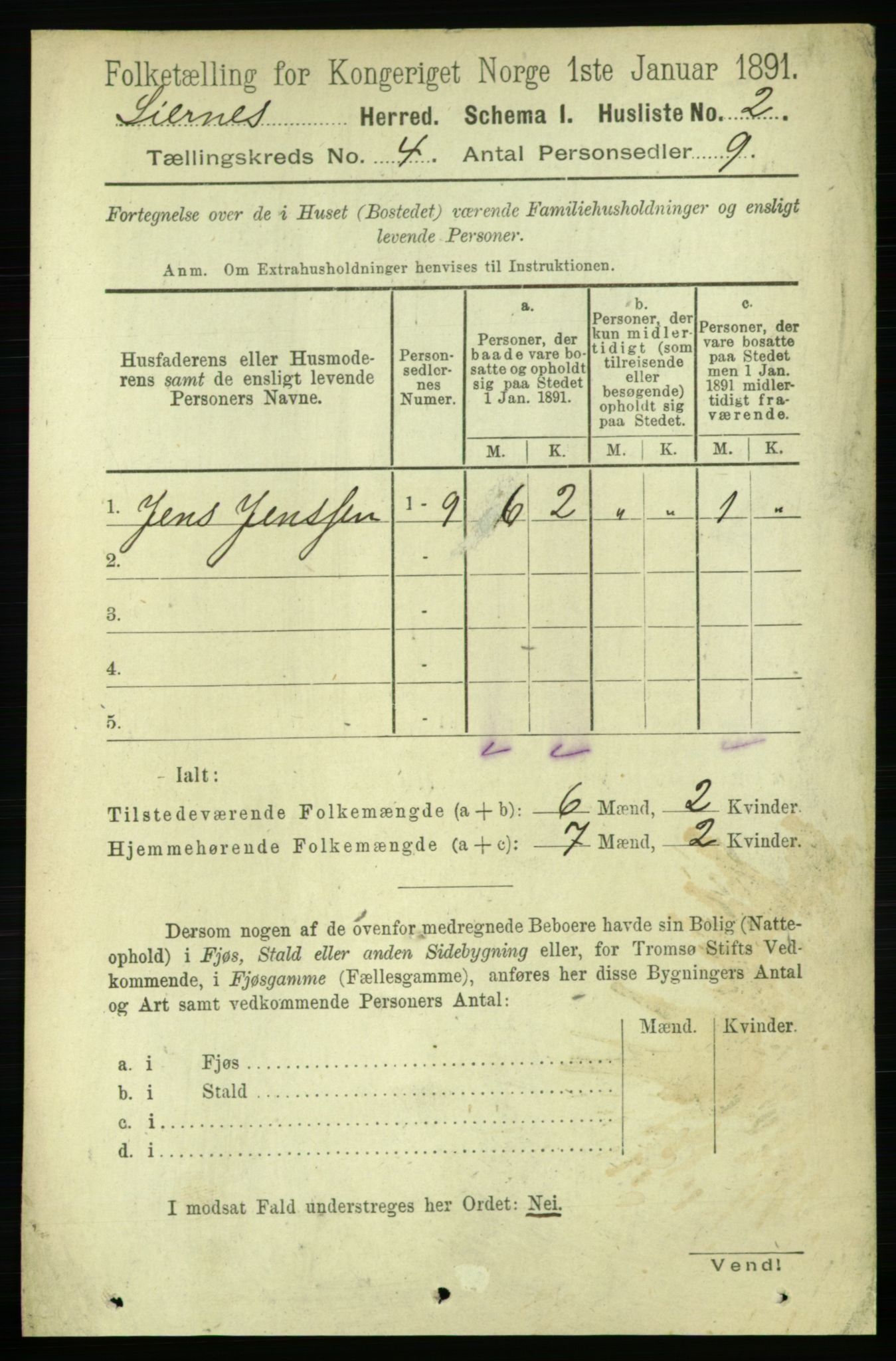 RA, 1891 census for 1737 Lierne, 1891, p. 973