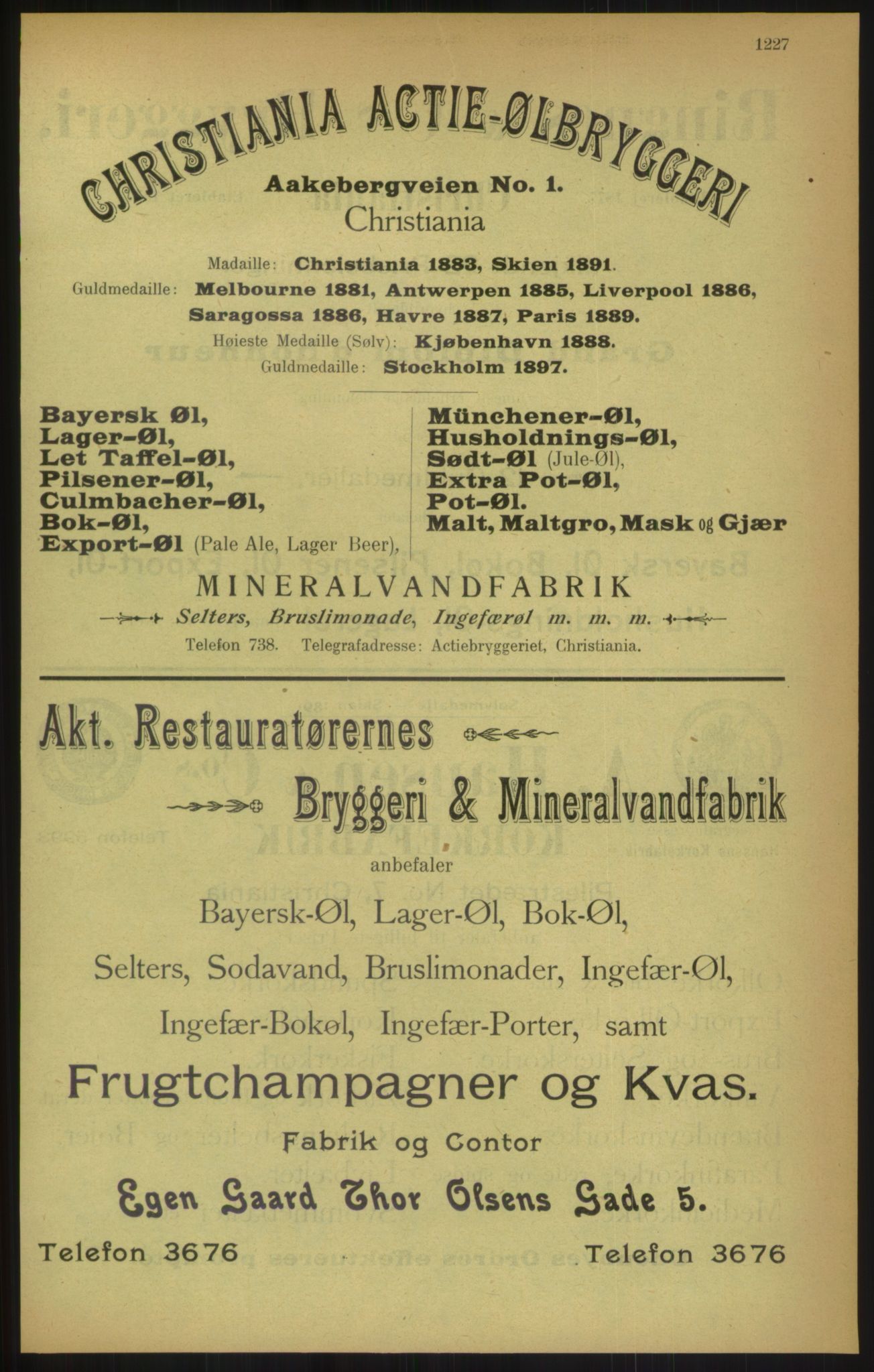 Kristiania/Oslo adressebok, PUBL/-, 1900, p. 1227