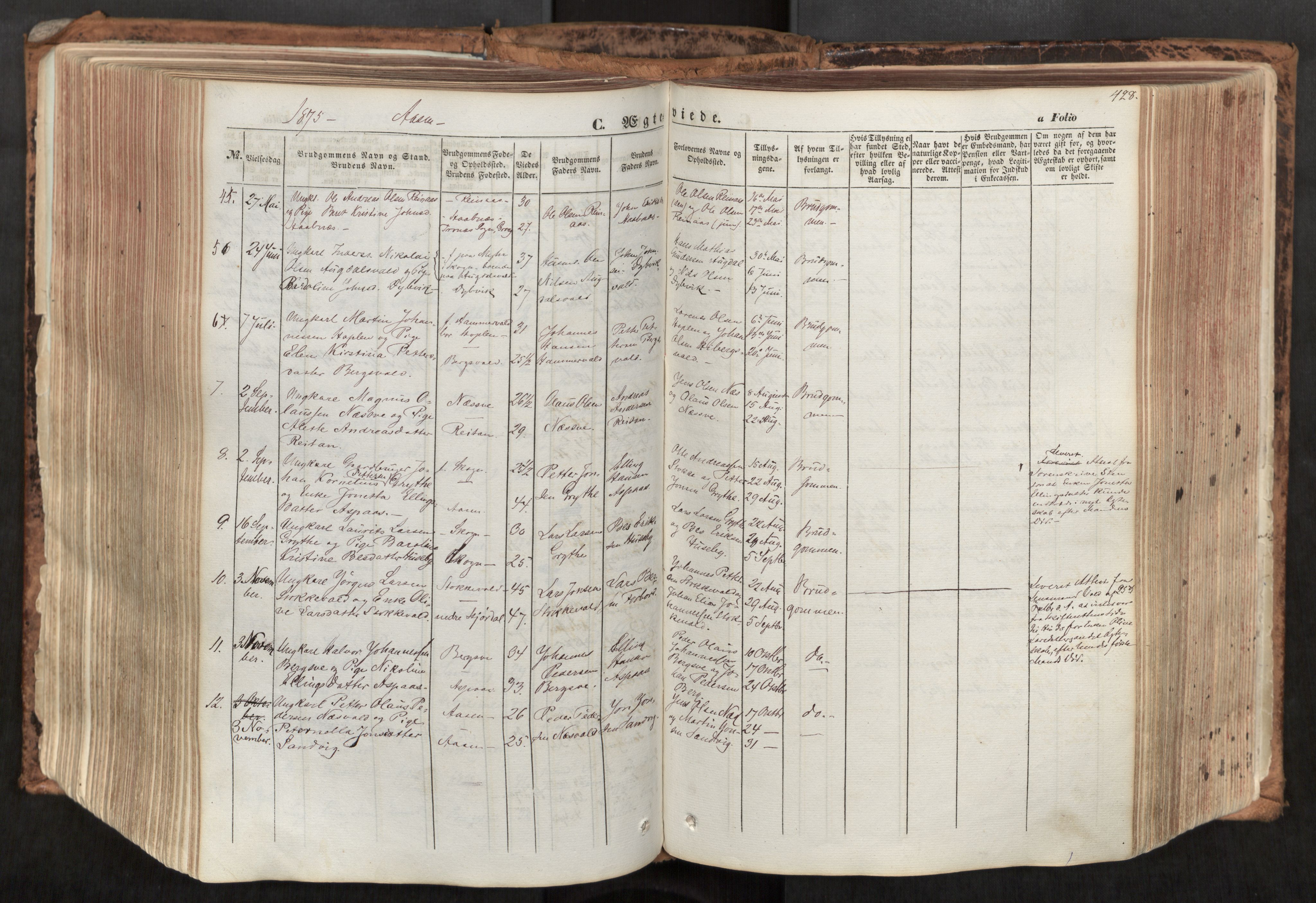 Ministerialprotokoller, klokkerbøker og fødselsregistre - Nord-Trøndelag, SAT/A-1458/713/L0116: Parish register (official) no. 713A07, 1850-1877, p. 428