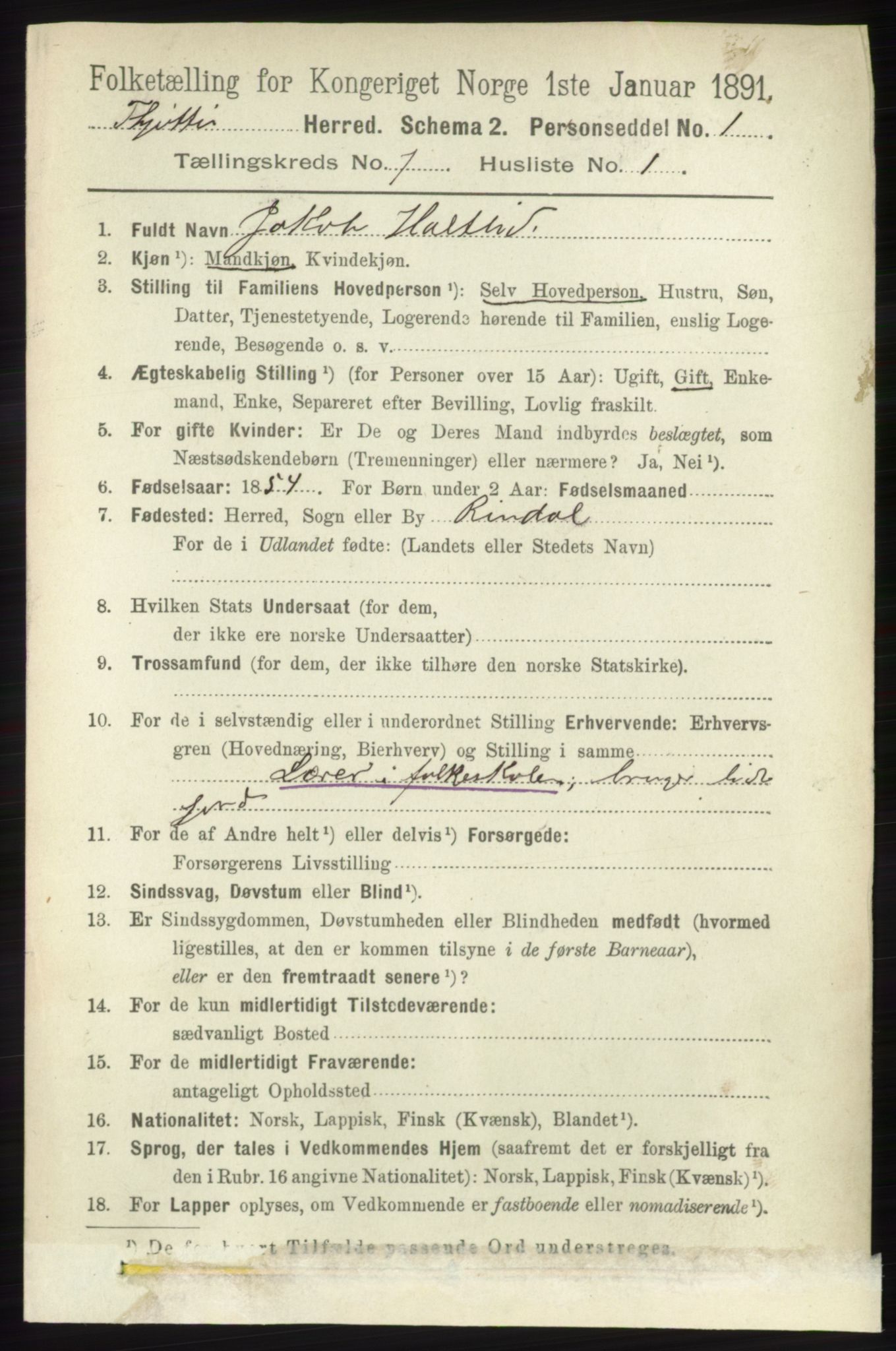 RA, 1891 census for 1817 Tjøtta, 1891, p. 3613