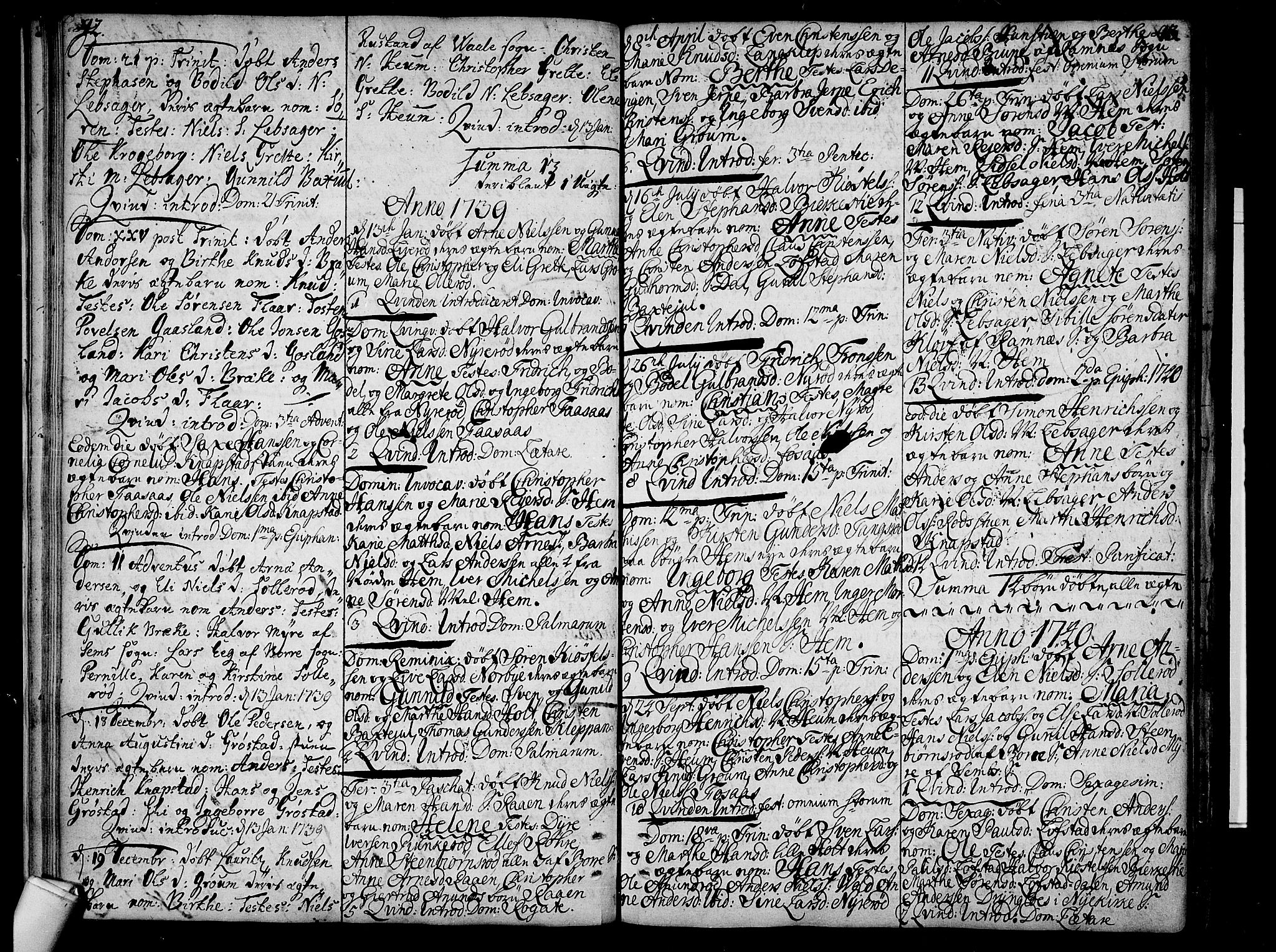 Våle kirkebøker, AV/SAKO-A-334/F/Fa/L0004: Parish register (official) no. I 4 /1, 1732-1773, p. 42-43