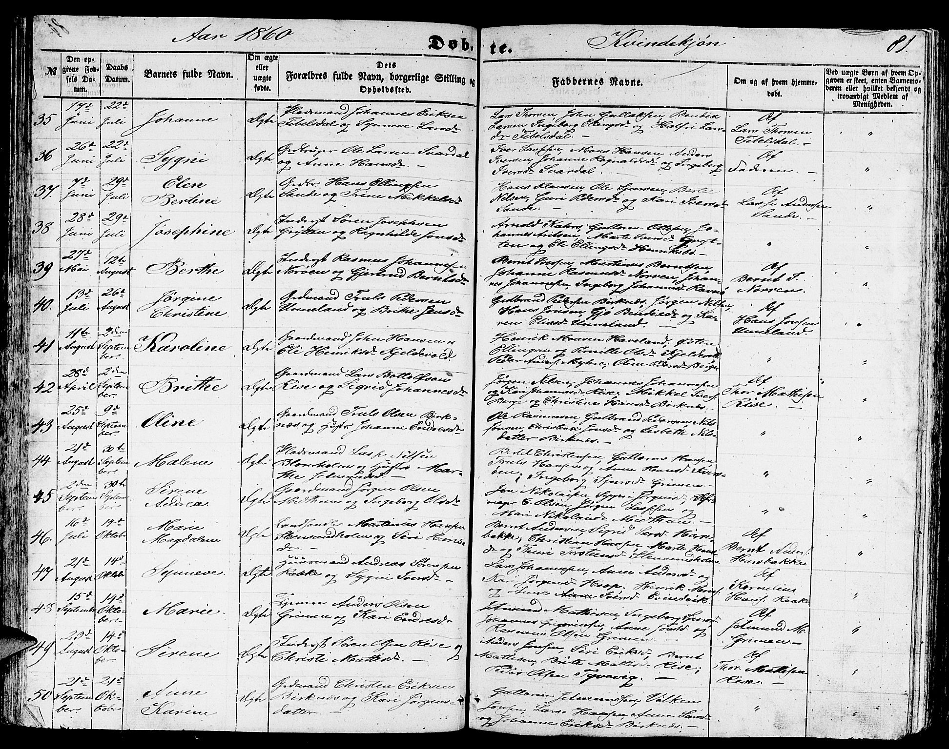 Gulen sokneprestembete, SAB/A-80201/H/Hab/Habb/L0001: Parish register (copy) no. B 1, 1854-1866, p. 81
