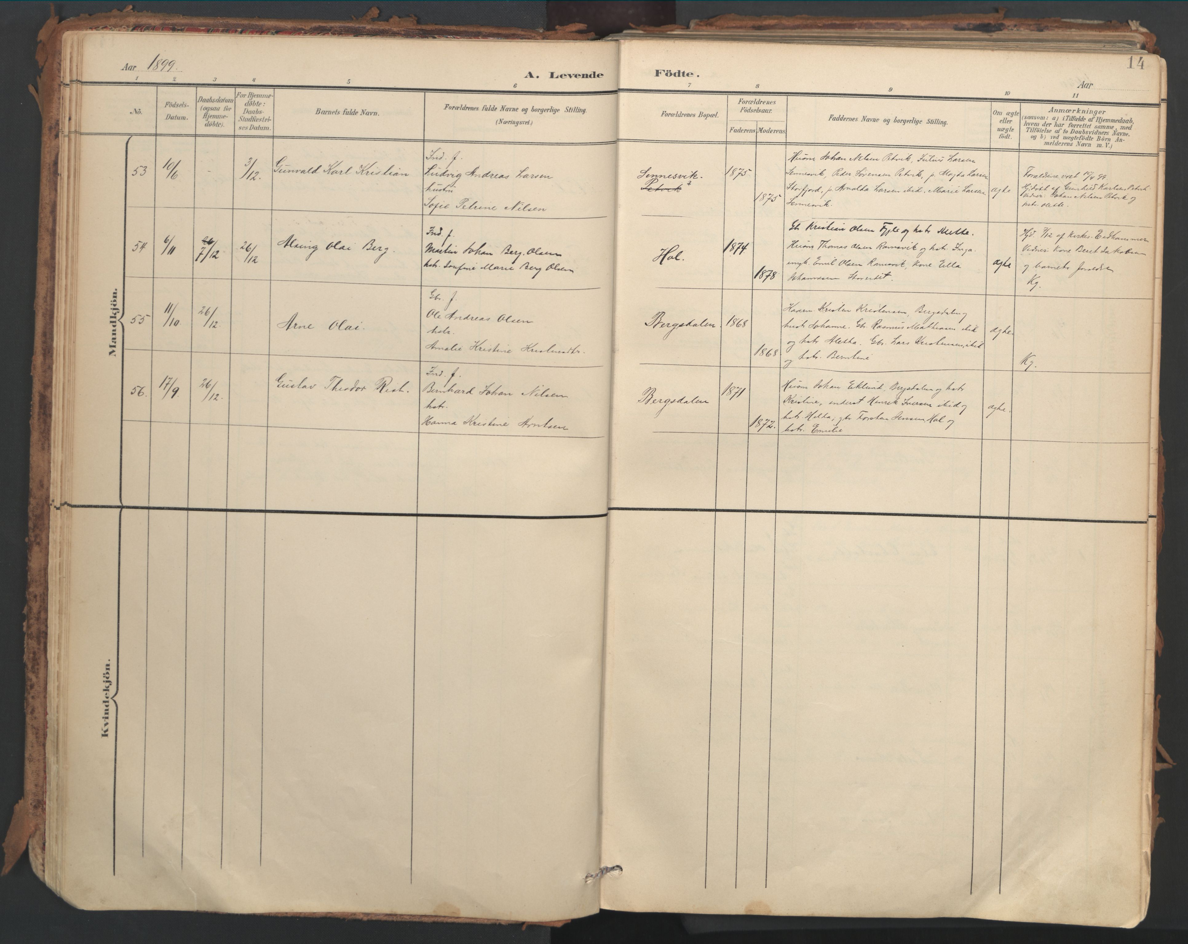 Ministerialprotokoller, klokkerbøker og fødselsregistre - Nordland, SAT/A-1459/882/L1180: Parish register (official) no. 882A02, 1897-1913, p. 14