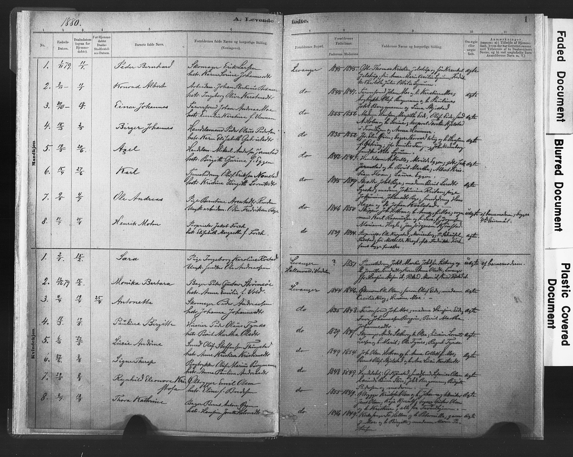 Ministerialprotokoller, klokkerbøker og fødselsregistre - Nord-Trøndelag, SAT/A-1458/720/L0189: Parish register (official) no. 720A05, 1880-1911, p. 1
