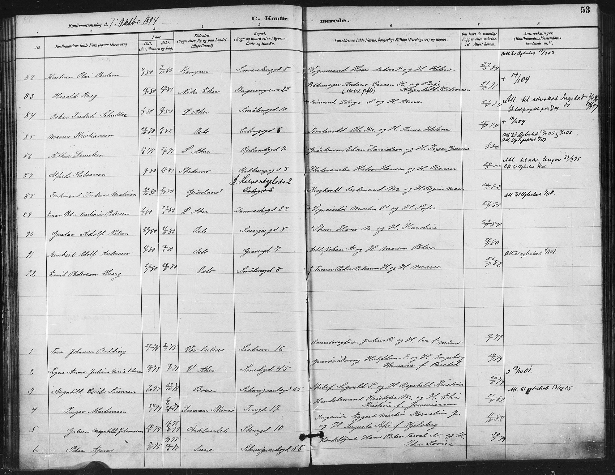 Gamlebyen prestekontor Kirkebøker, AV/SAO-A-10884/F/Fa/L0008: Parish register (official) no. 8, 1891-1908, p. 53