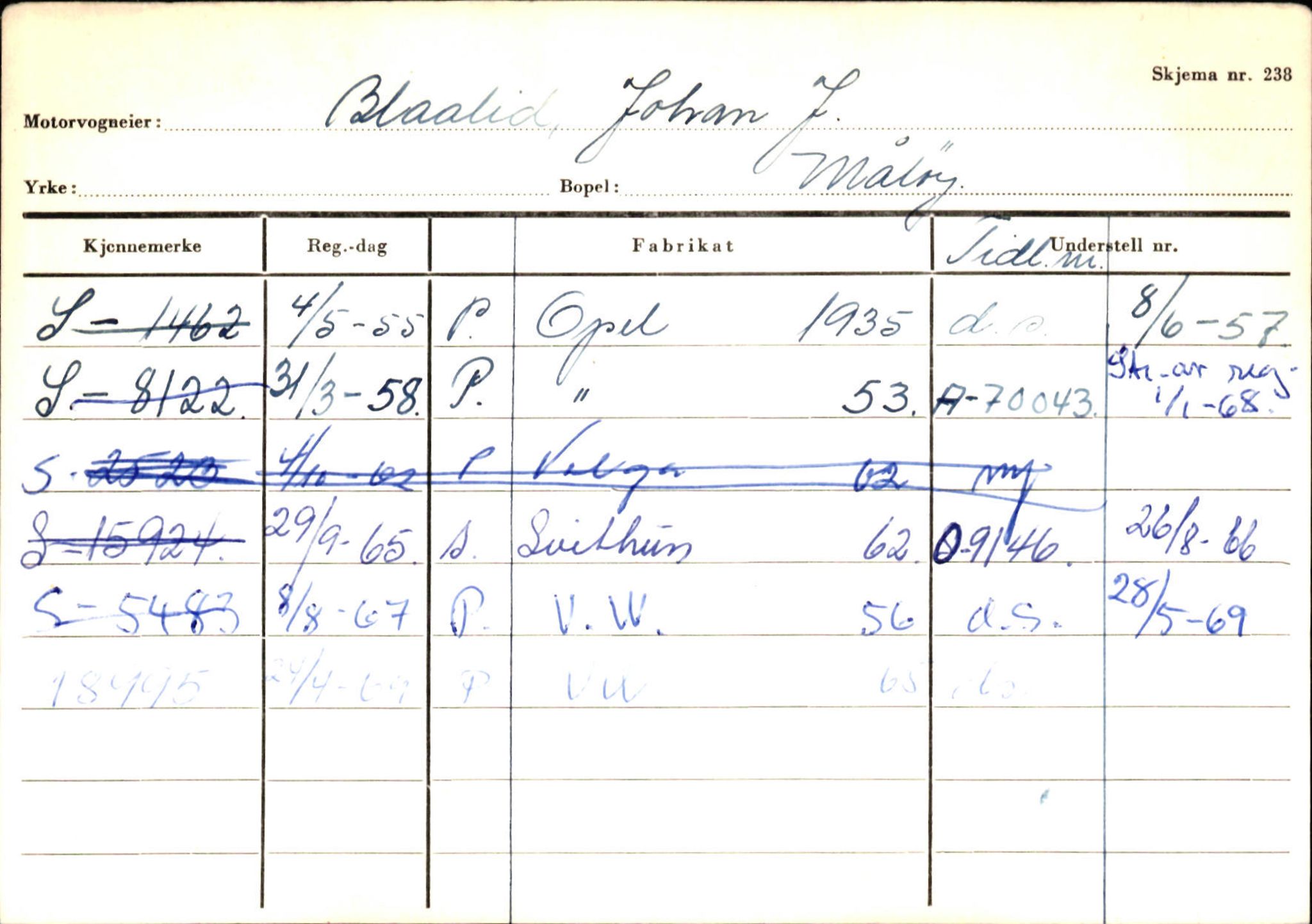 Statens vegvesen, Sogn og Fjordane vegkontor, SAB/A-5301/4/F/L0144: Registerkort Vågsøy A-R, 1945-1975, p. 205