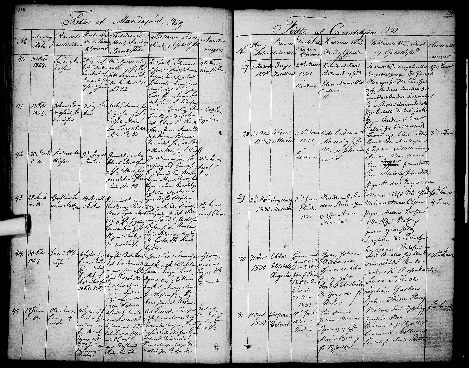 Halden prestekontor Kirkebøker, SAO/A-10909/F/Fa/L0004: Parish register (official) no. I 4, 1823-1834, p. 138-139