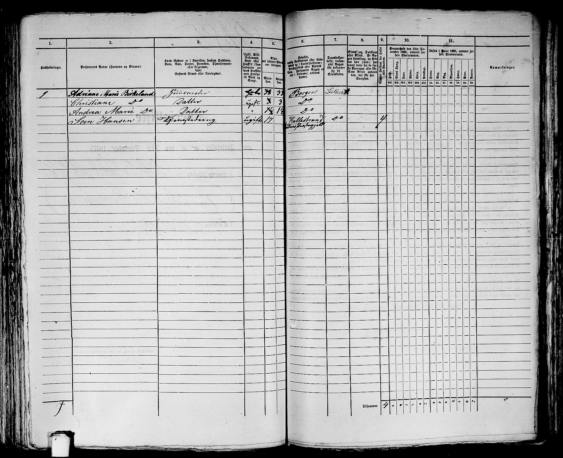 RA, 1865 census for Bergen, 1865, p. 4467