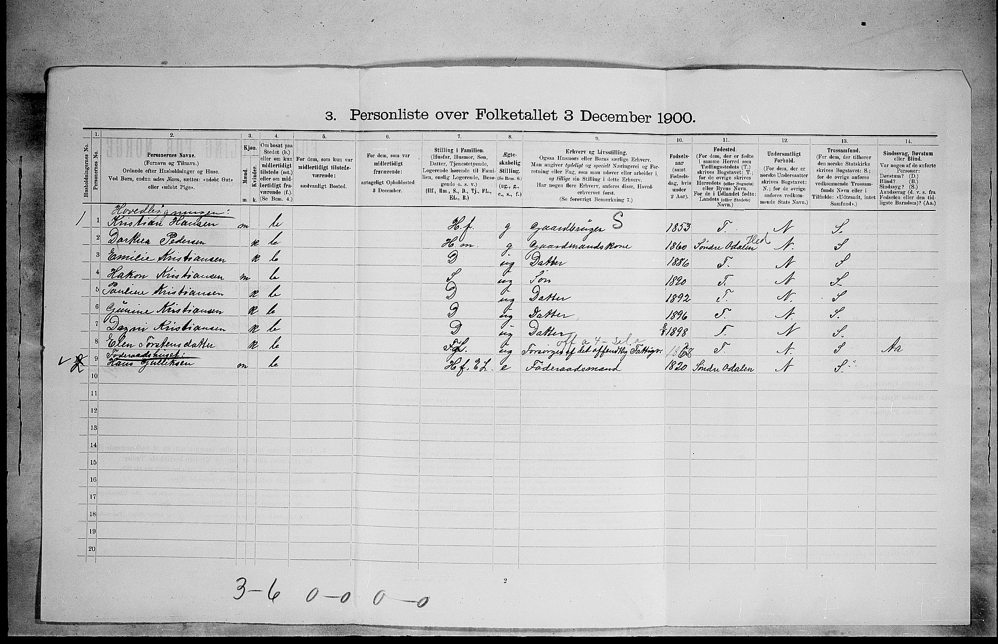 SAH, 1900 census for Vinger, 1900, p. 205