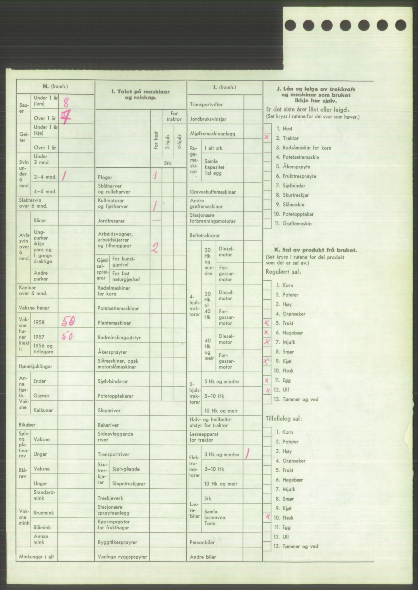 Statistisk sentralbyrå, Næringsøkonomiske emner, Jordbruk, skogbruk, jakt, fiske og fangst, AV/RA-S-2234/G/Gd/L0373: Rogaland: 1130 Strand (kl. 1-2), 1131 Årdal og 1132 Fister, 1959, p. 1626