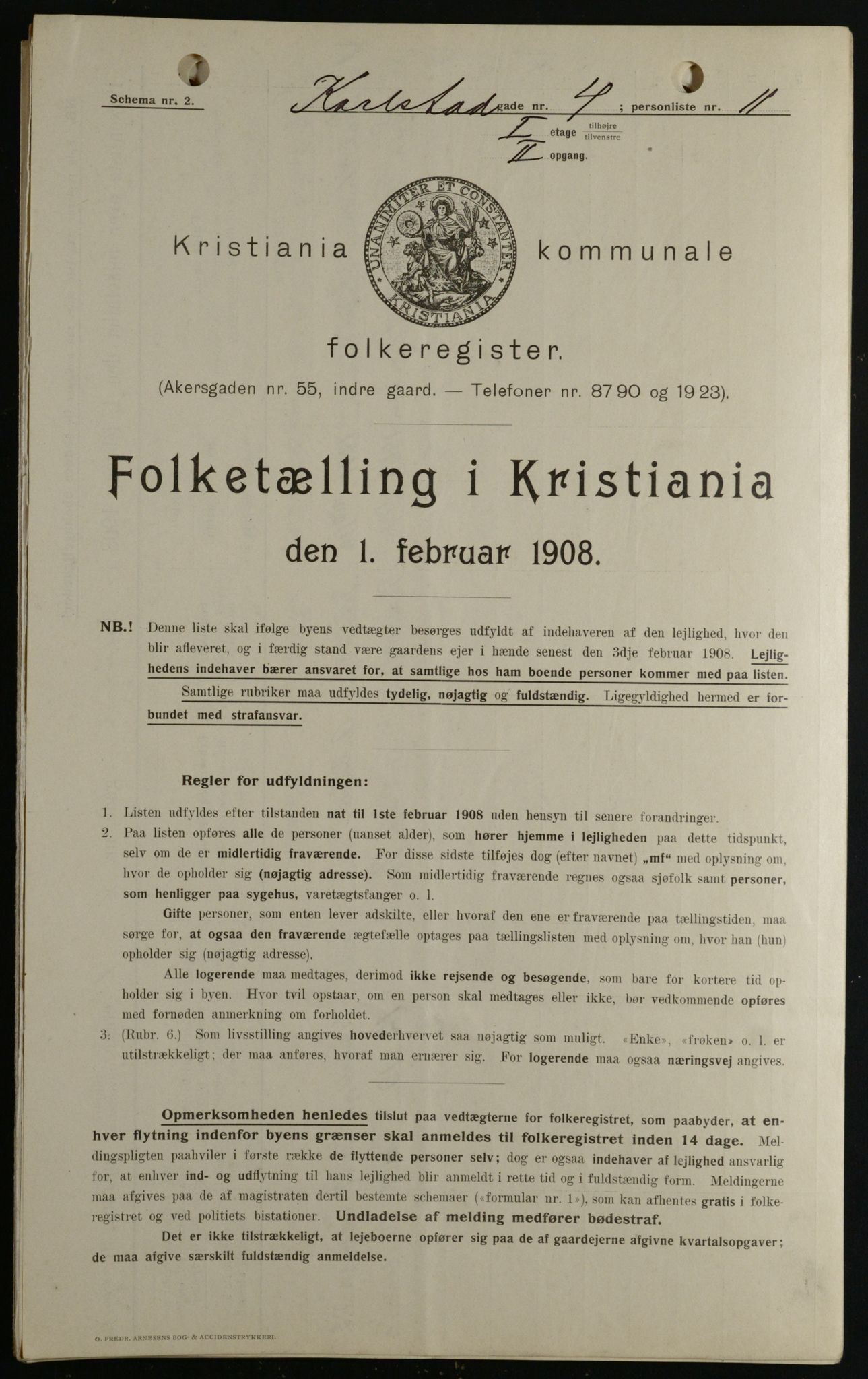 OBA, Municipal Census 1908 for Kristiania, 1908, p. 43895