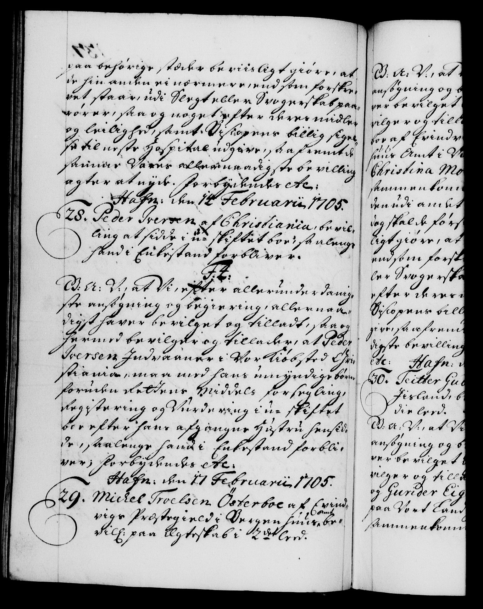 Danske Kanselli 1572-1799, AV/RA-EA-3023/F/Fc/Fca/Fcaa/L0019: Norske registre, 1704-1707, p. 137b