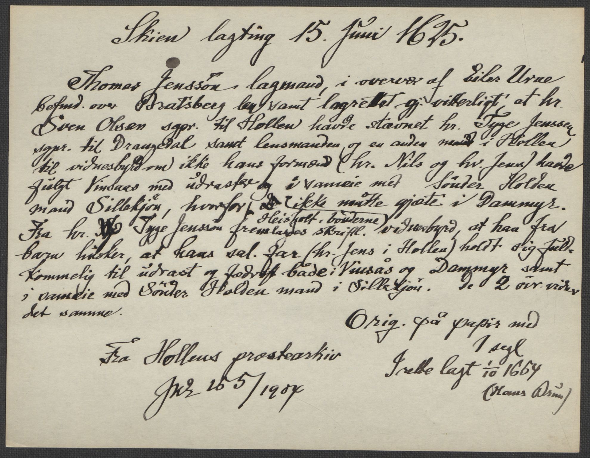 Riksarkivets diplomsamling, AV/RA-EA-5965/F15/L0026: Prestearkiv - Telemark, 1575-1838, p. 32