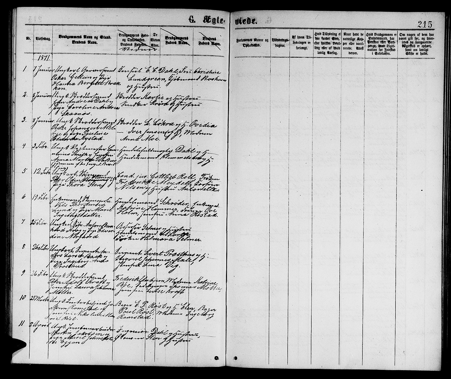 Ministerialprotokoller, klokkerbøker og fødselsregistre - Sør-Trøndelag, SAT/A-1456/601/L0088: Parish register (copy) no. 601C06, 1870-1878, p. 215