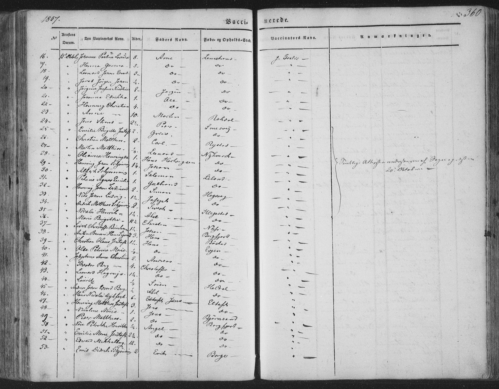 Ministerialprotokoller, klokkerbøker og fødselsregistre - Nordland, AV/SAT-A-1459/880/L1131: Parish register (official) no. 880A05, 1844-1868, p. 360