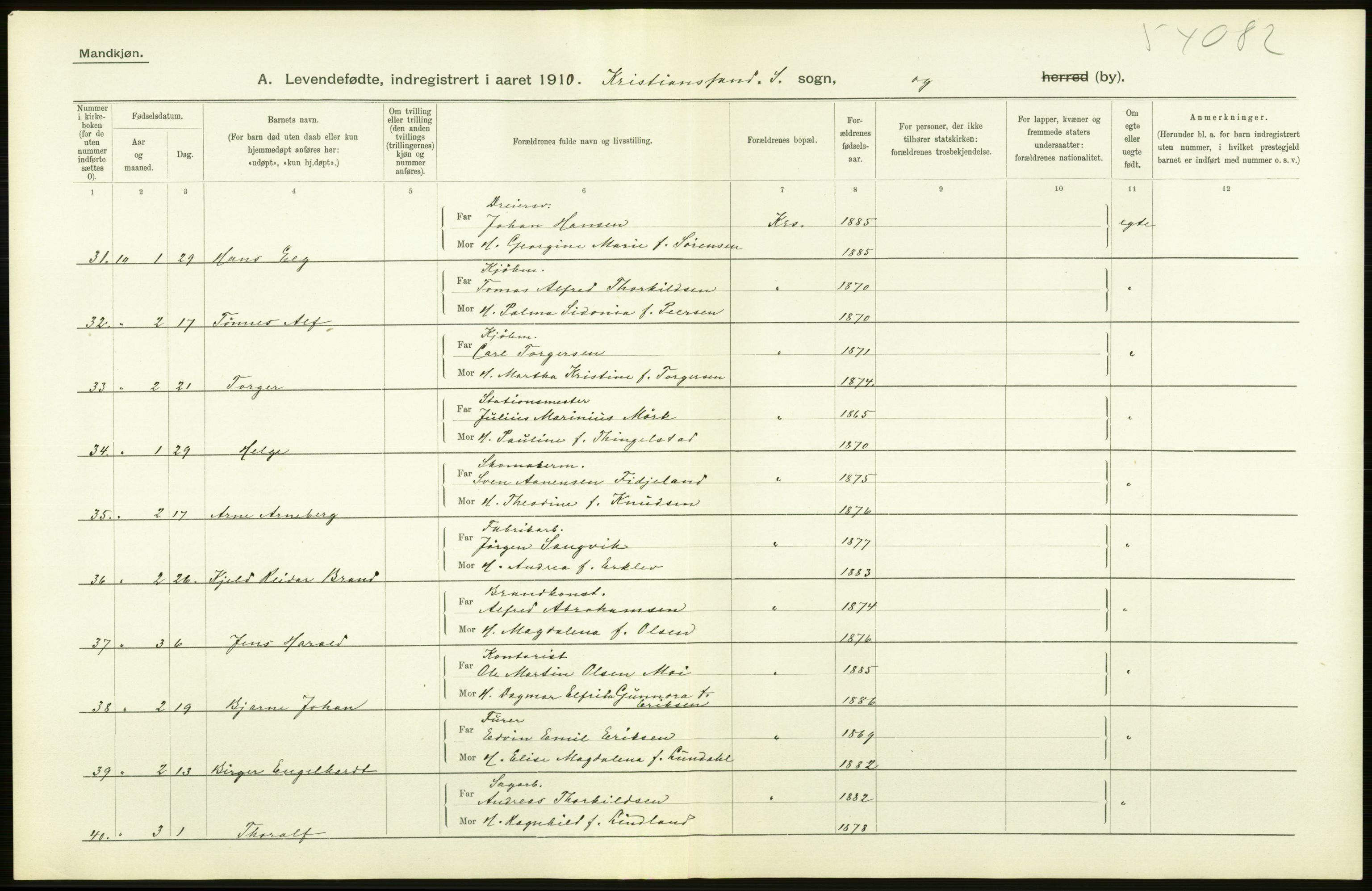 Statistisk sentralbyrå, Sosiodemografiske emner, Befolkning, AV/RA-S-2228/D/Df/Dfa/Dfah/L0021: Lister og Mandals amt: Levendefødte menn og kvinner, gifte, døde, dødfødte. Bygder og byer., 1910, p. 56