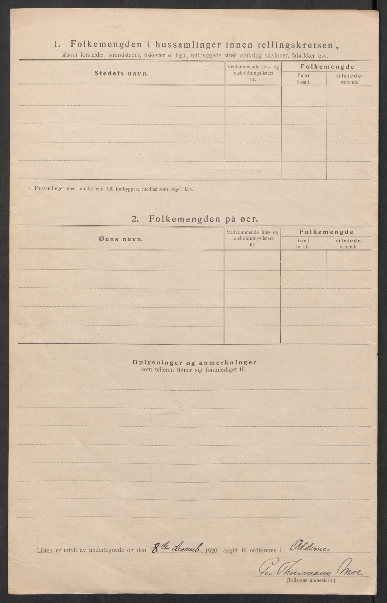 SAK, 1920 census for Oddernes, 1920, p. 48