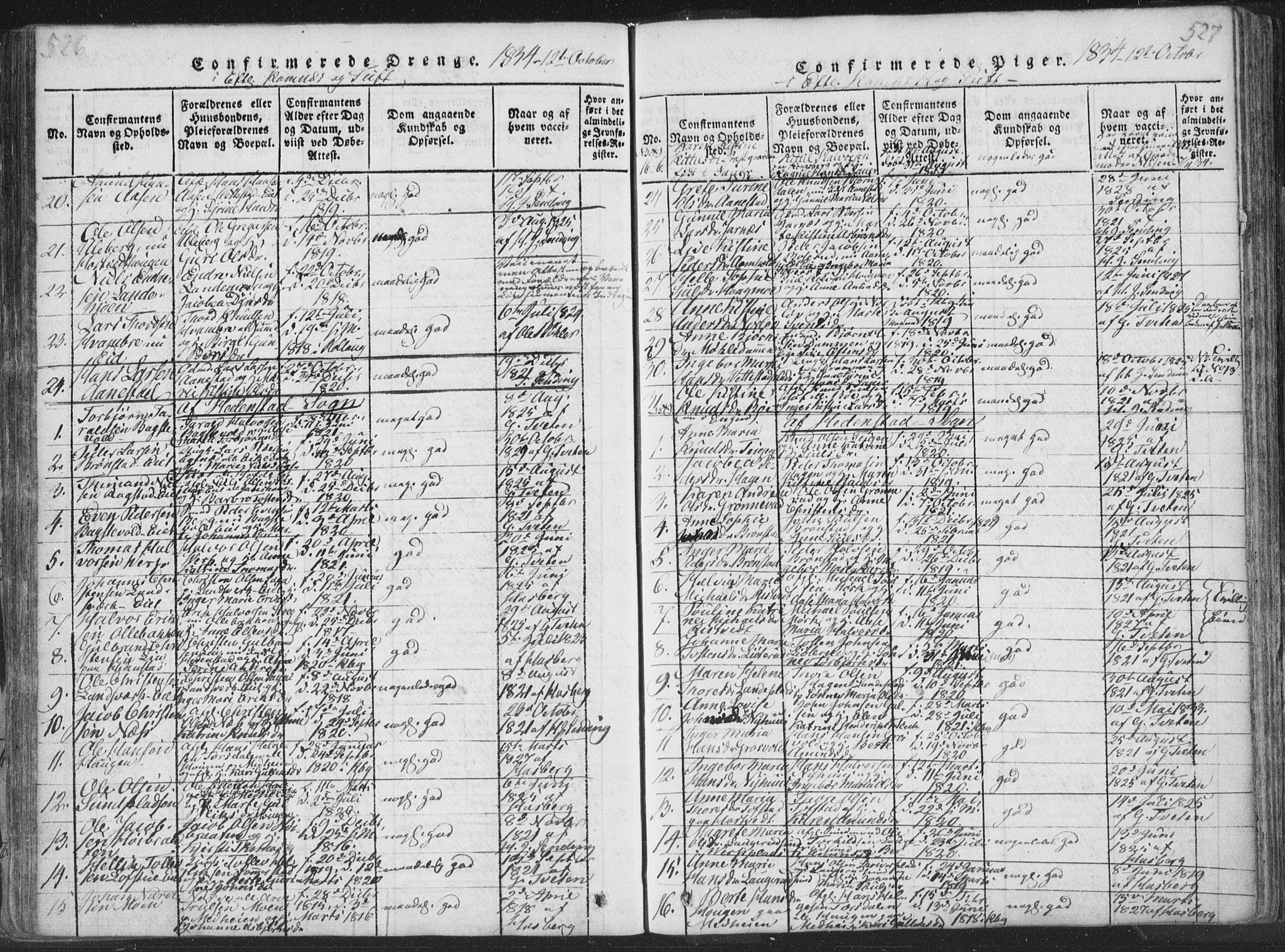 Sandsvær kirkebøker, AV/SAKO-A-244/F/Fa/L0004: Parish register (official) no. I 4, 1817-1839, p. 526-527