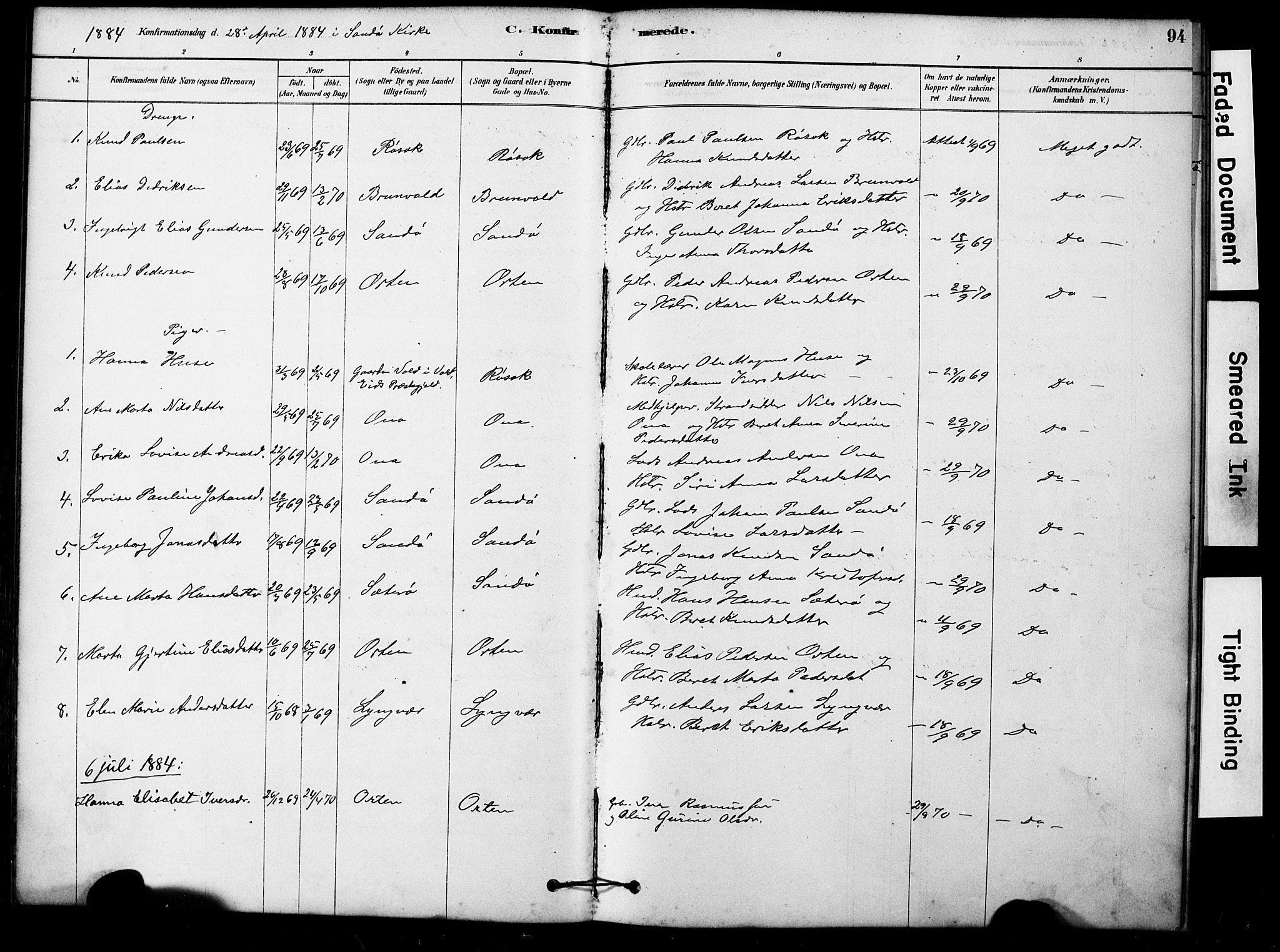 Ministerialprotokoller, klokkerbøker og fødselsregistre - Møre og Romsdal, AV/SAT-A-1454/561/L0729: Parish register (official) no. 561A03, 1878-1900, p. 94