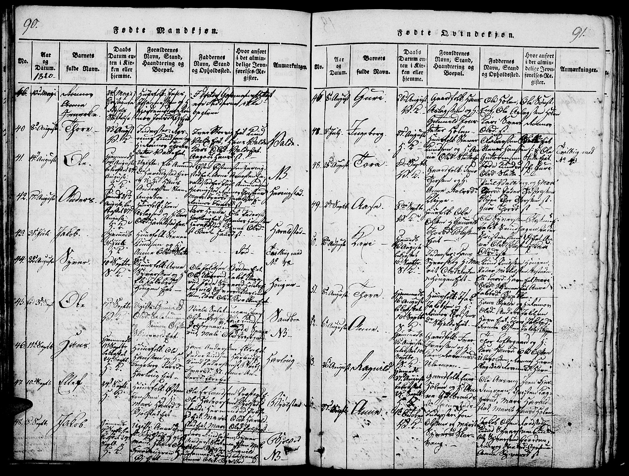 Vågå prestekontor, SAH/PREST-076/H/Ha/Haa/L0003: Parish register (official) no. 3, 1815-1827, p. 90-91