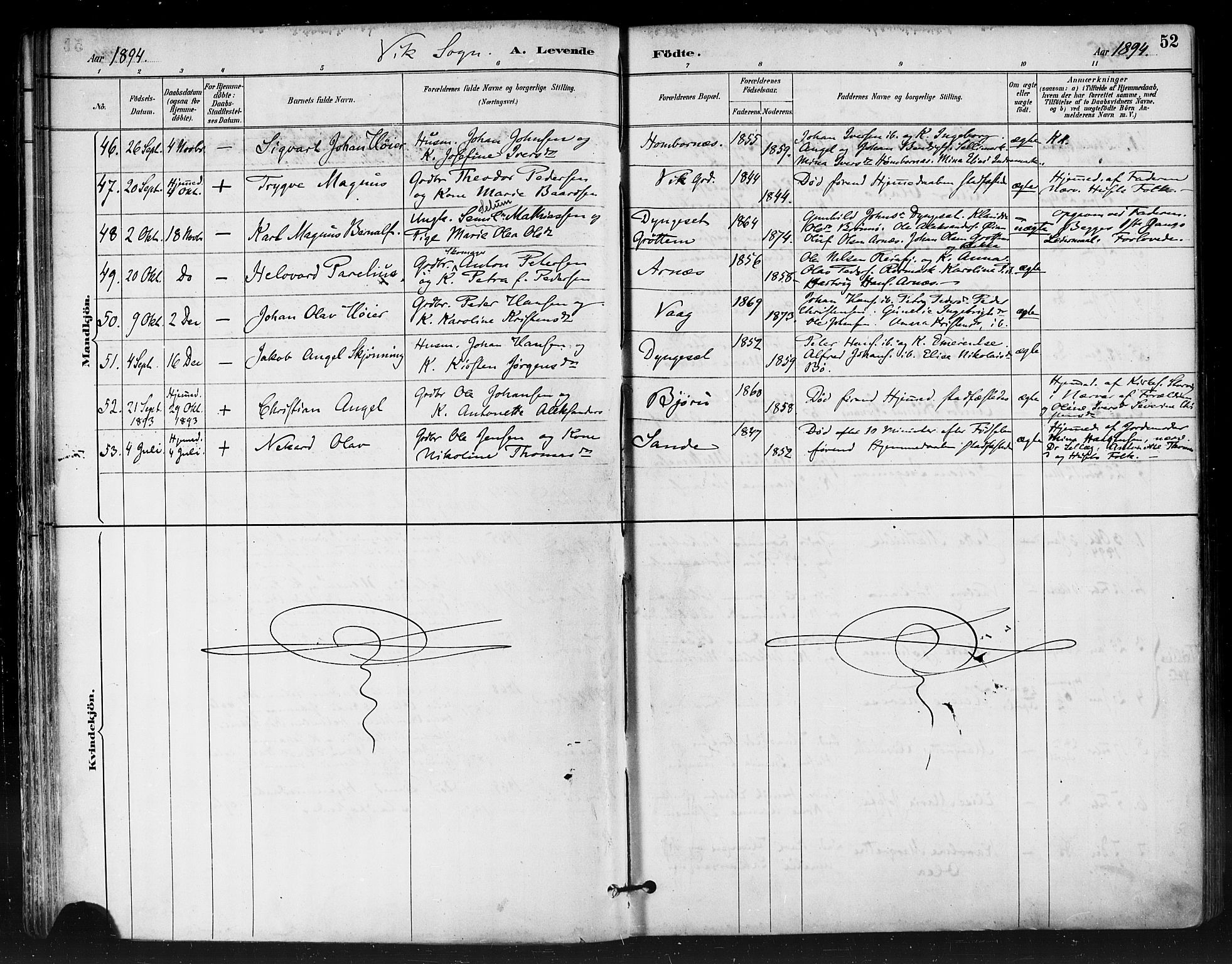 Ministerialprotokoller, klokkerbøker og fødselsregistre - Nordland, AV/SAT-A-1459/812/L0178: Parish register (official) no. 812A07, 1886-1900, p. 52