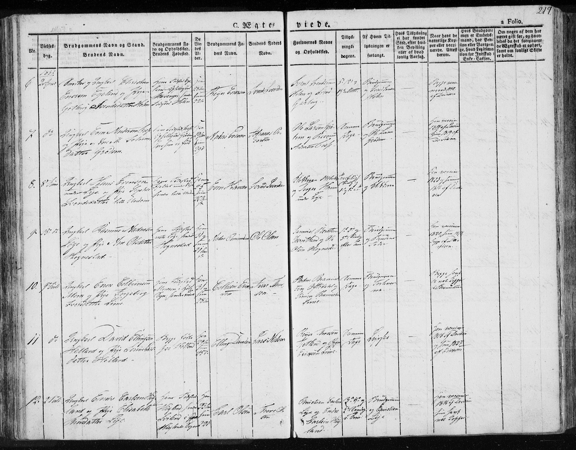 Lye sokneprestkontor, AV/SAST-A-101794/001/30BA/L0004: Parish register (official) no. A 4, 1826-1841, p. 217