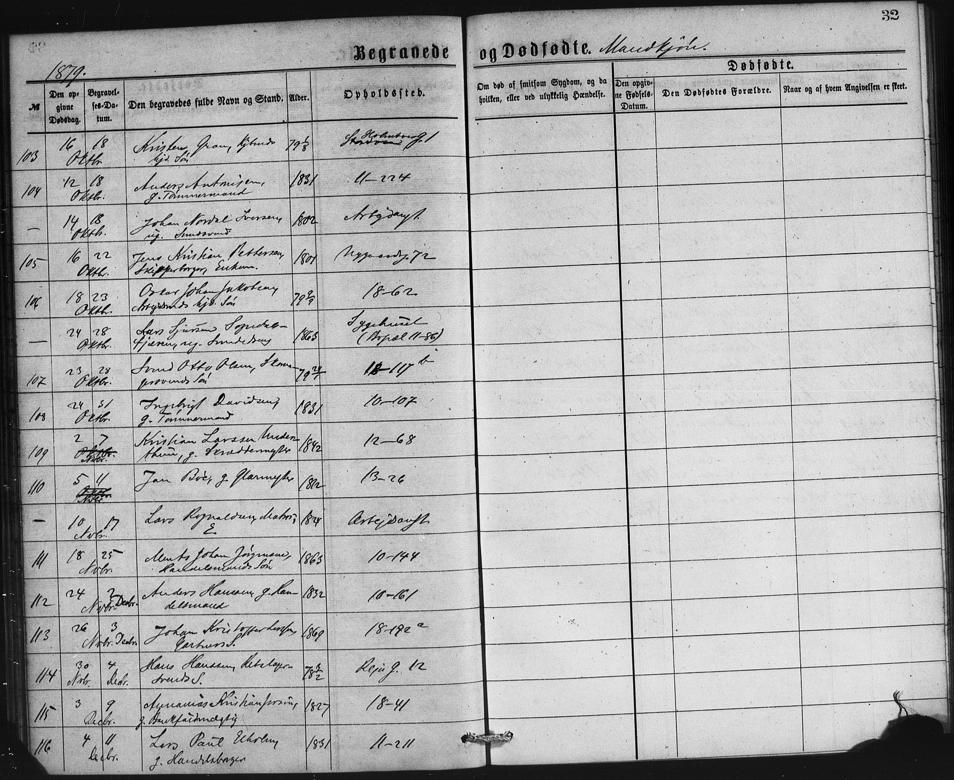 Domkirken sokneprestembete, SAB/A-74801/H/Haa: Parish register (official) no. E 4, 1877-1881, p. 32
