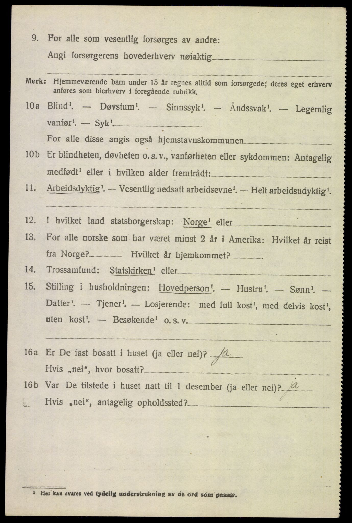 SAH, 1920 census for Kvikne, 1920, p. 1619