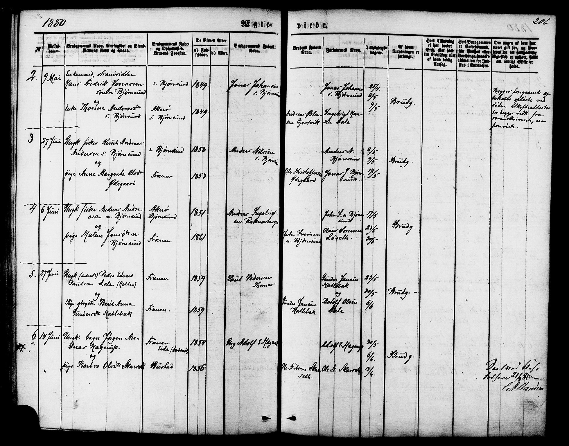 Ministerialprotokoller, klokkerbøker og fødselsregistre - Møre og Romsdal, SAT/A-1454/565/L0749: Parish register (official) no. 565A03, 1871-1886, p. 206