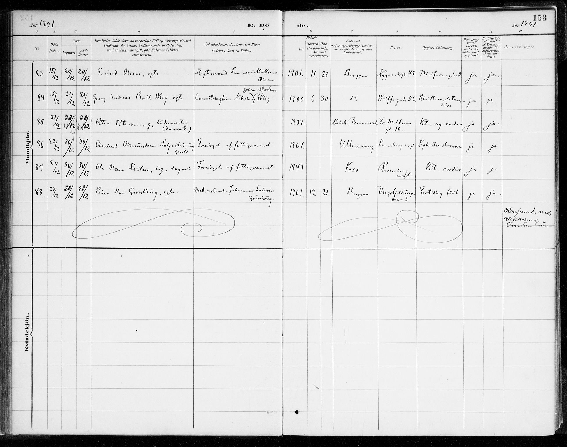 Johanneskirken sokneprestembete, AV/SAB-A-76001/H/Haa/L0019: Parish register (official) no. E 1, 1885-1915, p. 153